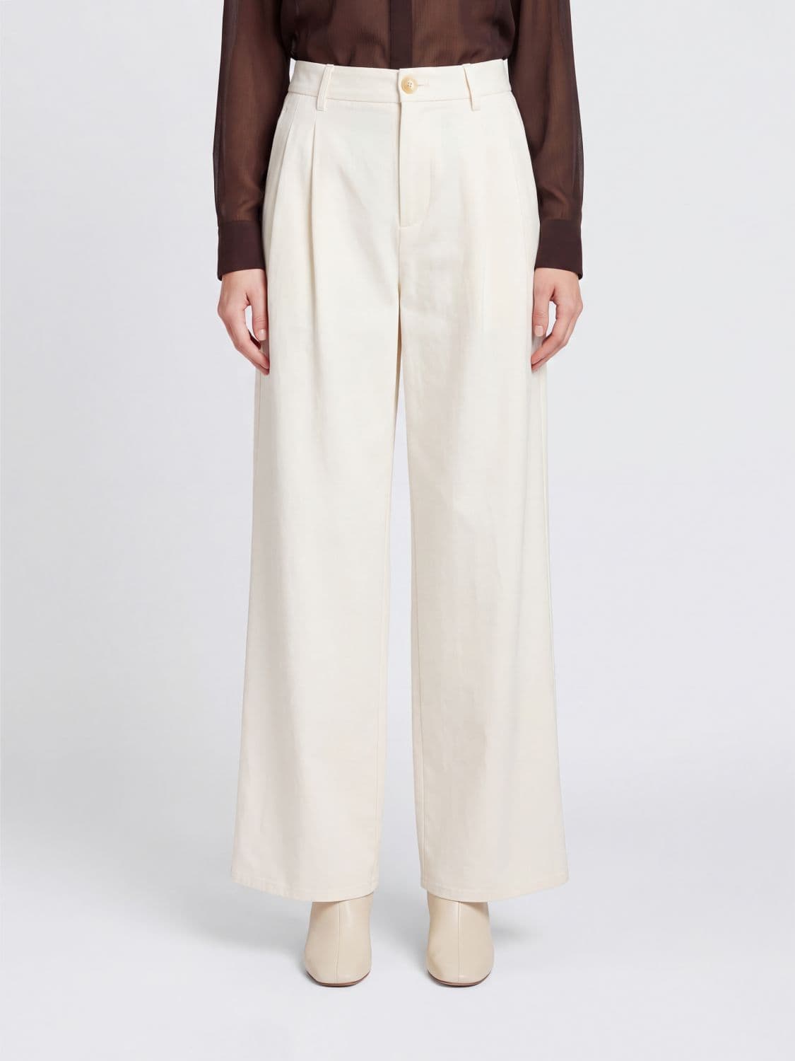 Jil Sander High-Waisted Pleated Wide-Leg Cotton Shorts
