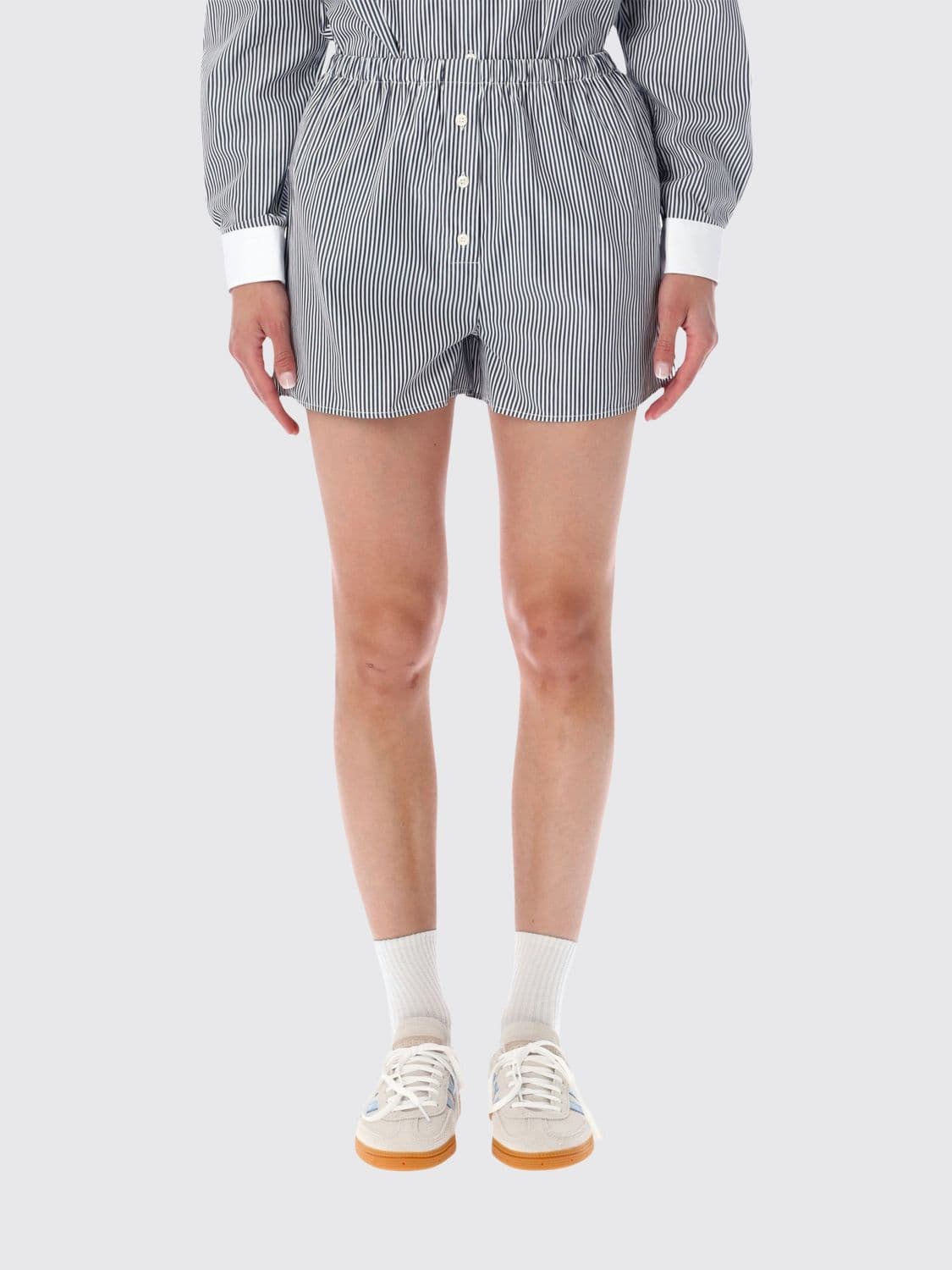 Sporty & Rich Striped Cotton Boxer Shorts with Elasticated Waist