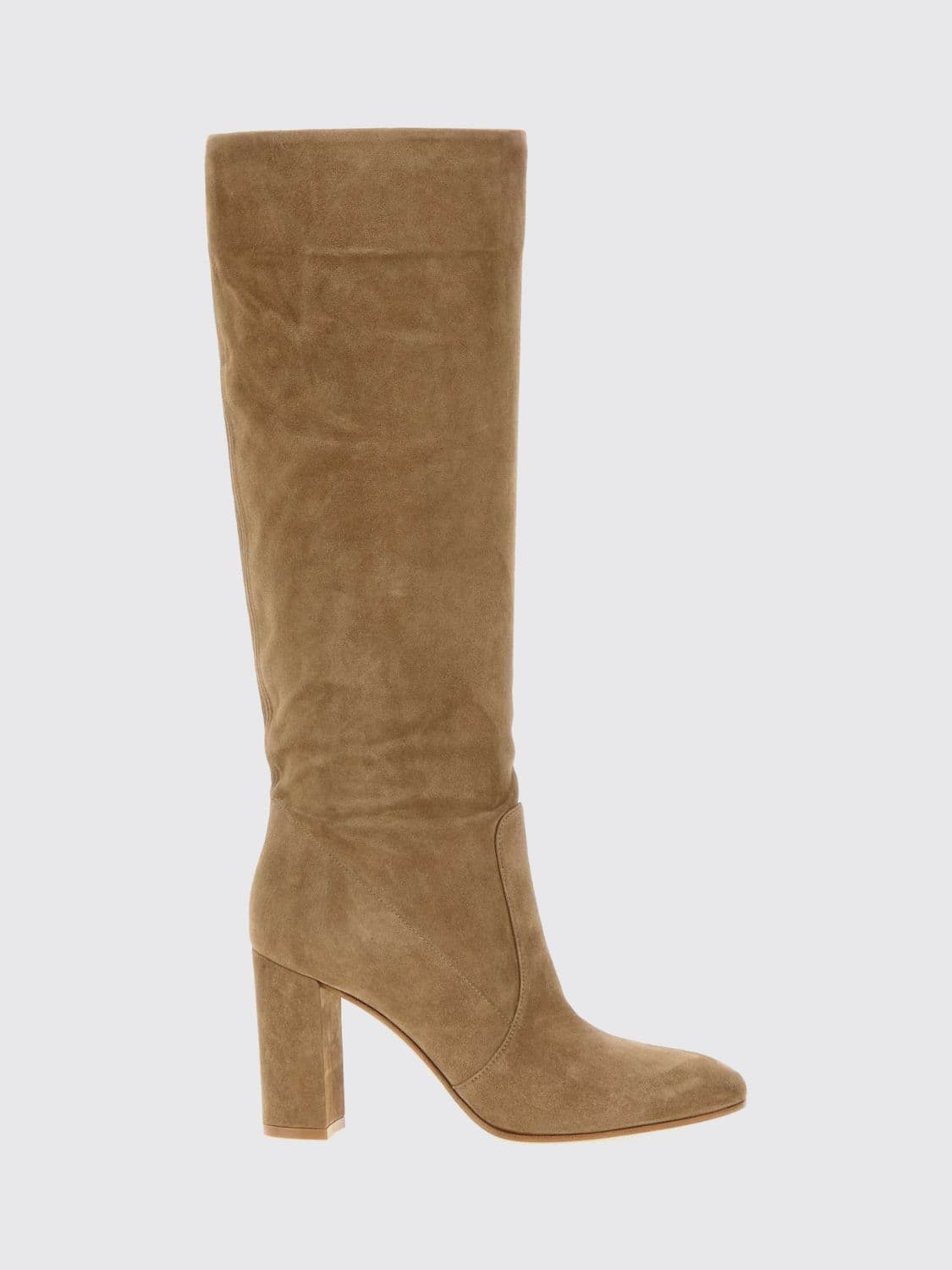 Gianvito Rossi Glen Knee-High Suede Boots with Block Heel