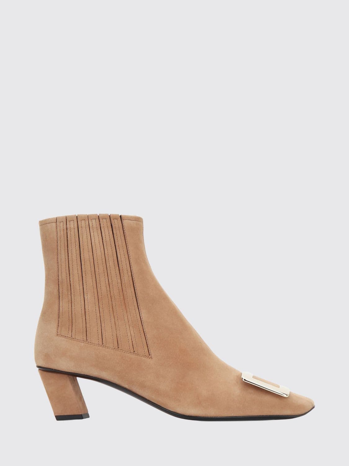 Roger Vivier Belle Vivier Suede Chelsea Ankle Boots with Buckle Detail