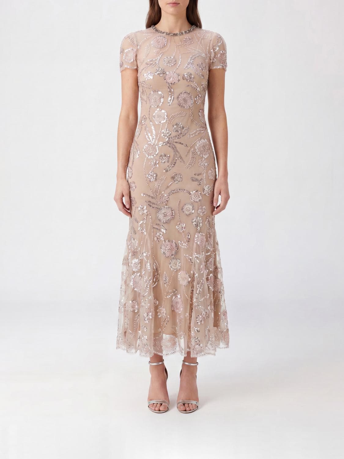 Self-Portrait Sequin-Embroidered Mesh A-Line Midi Dress for Women