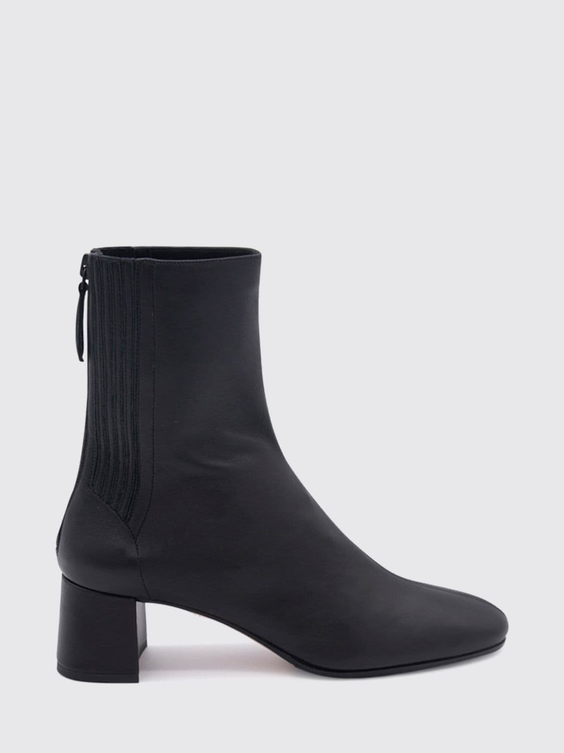 Aquazzura Saint Honorè Nappa Leather Ankle Boots with Round Toe and Rear Zip