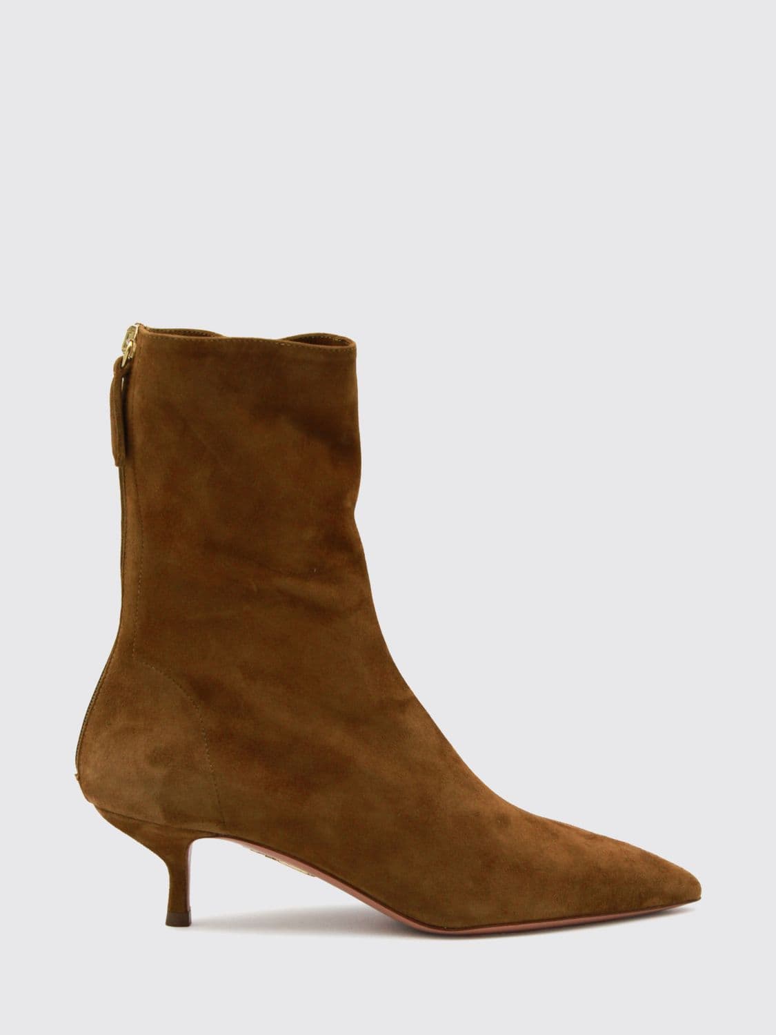 Aquazzura Suede Ankle Boots with Spool Heel and Rear Zip Closure