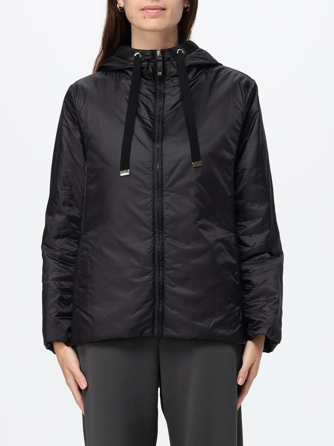 Max Mara The Cube Hooded Short Windbreaker in Technical Fabric