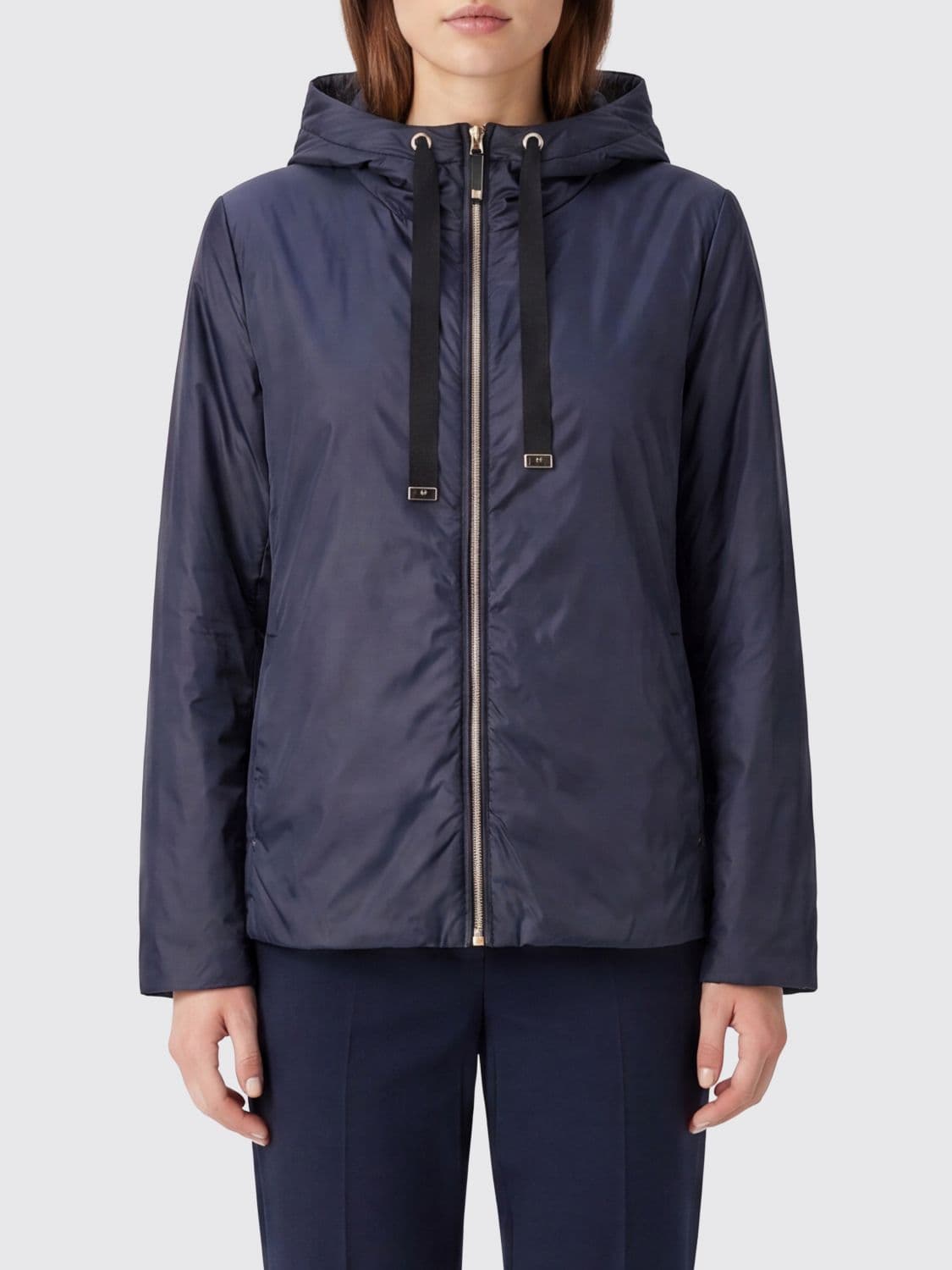 Max Mara The Cube Hooded Short Windbreaker in Technical Fabric