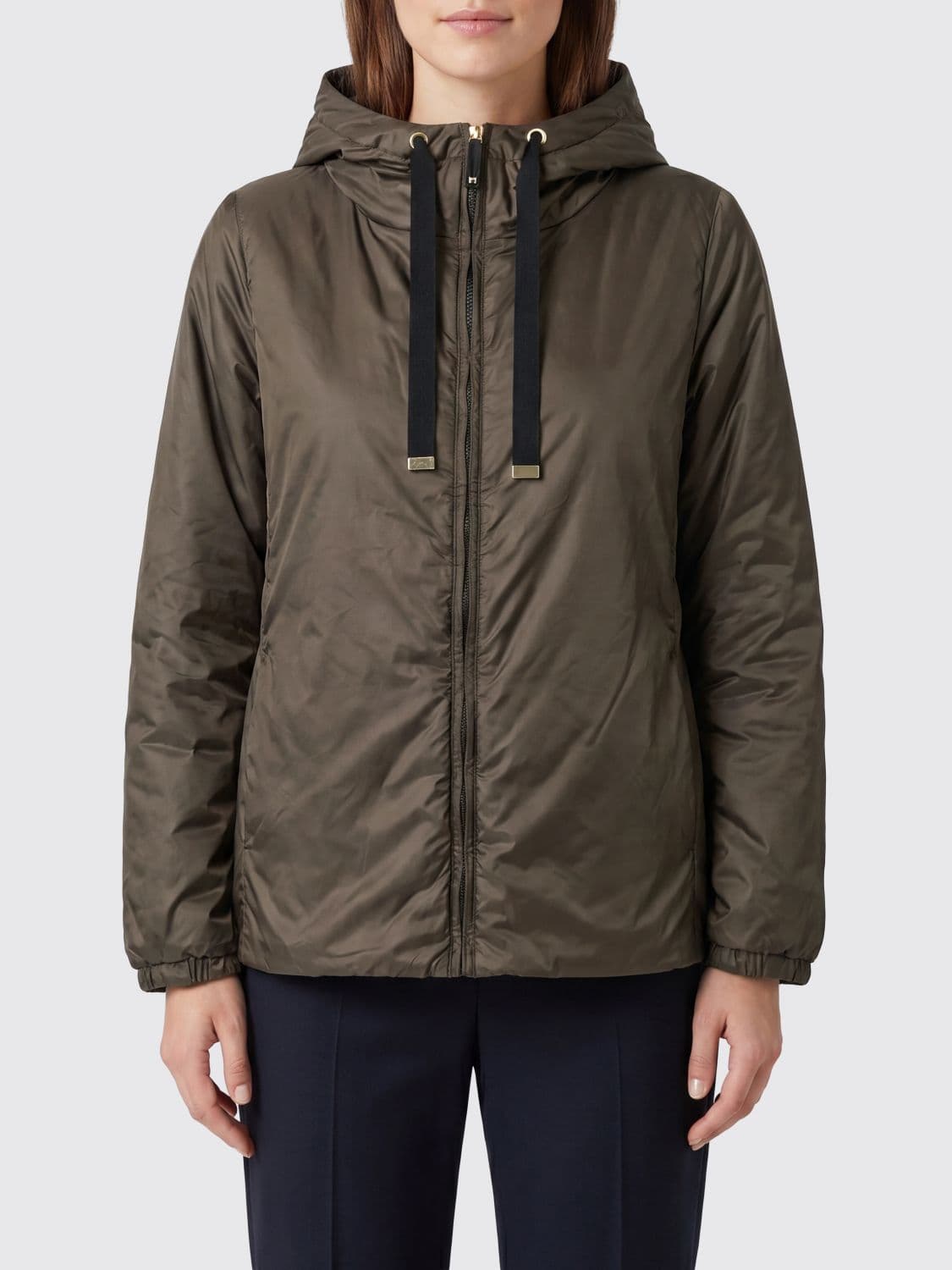 Max Mara The Cube Hooded Short Windbreaker in Technical Fabric