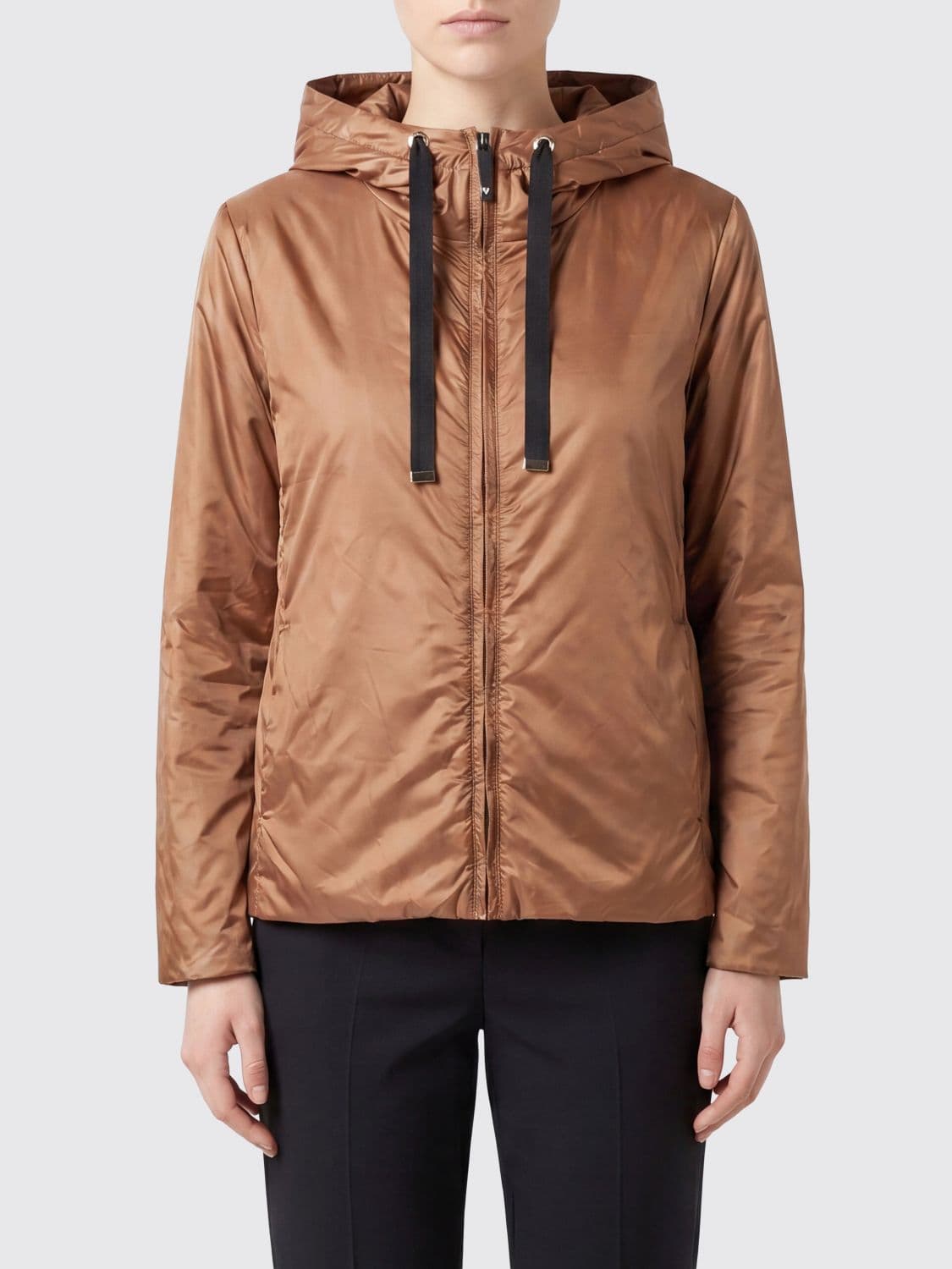 Max Mara The Cube Hooded Short Windbreaker in Technical Fabric