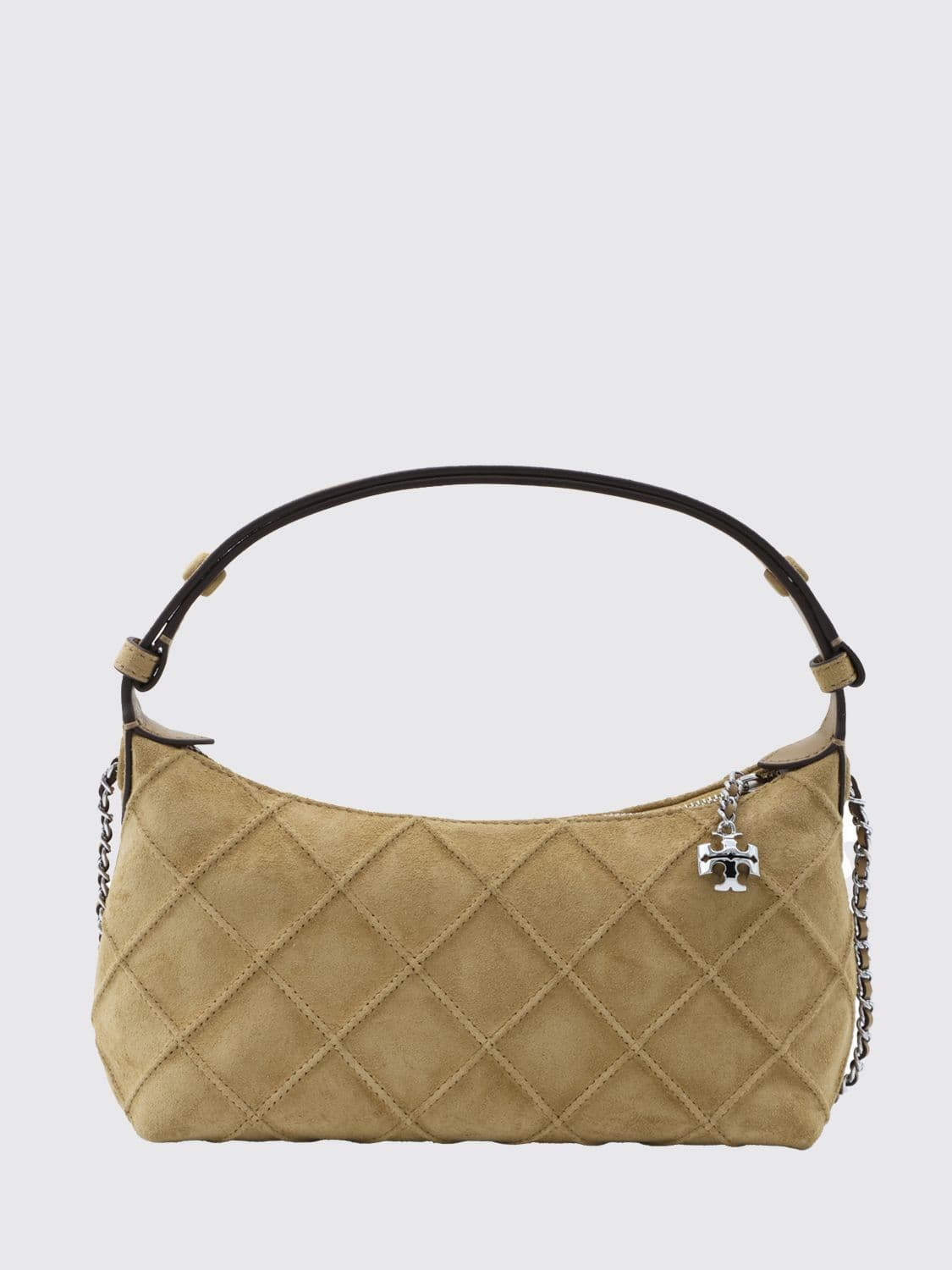 Tory Burch Fleming Mini Suede Shoulder Bag with Double T Logo · OS