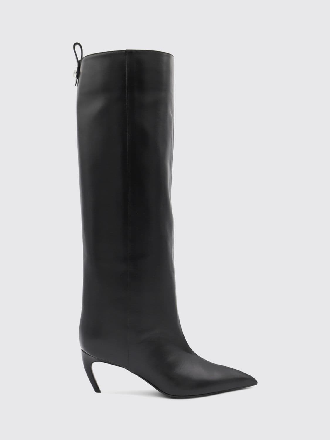 The Attico Lea Smooth Leather Knee-High Boots with Curved Heel