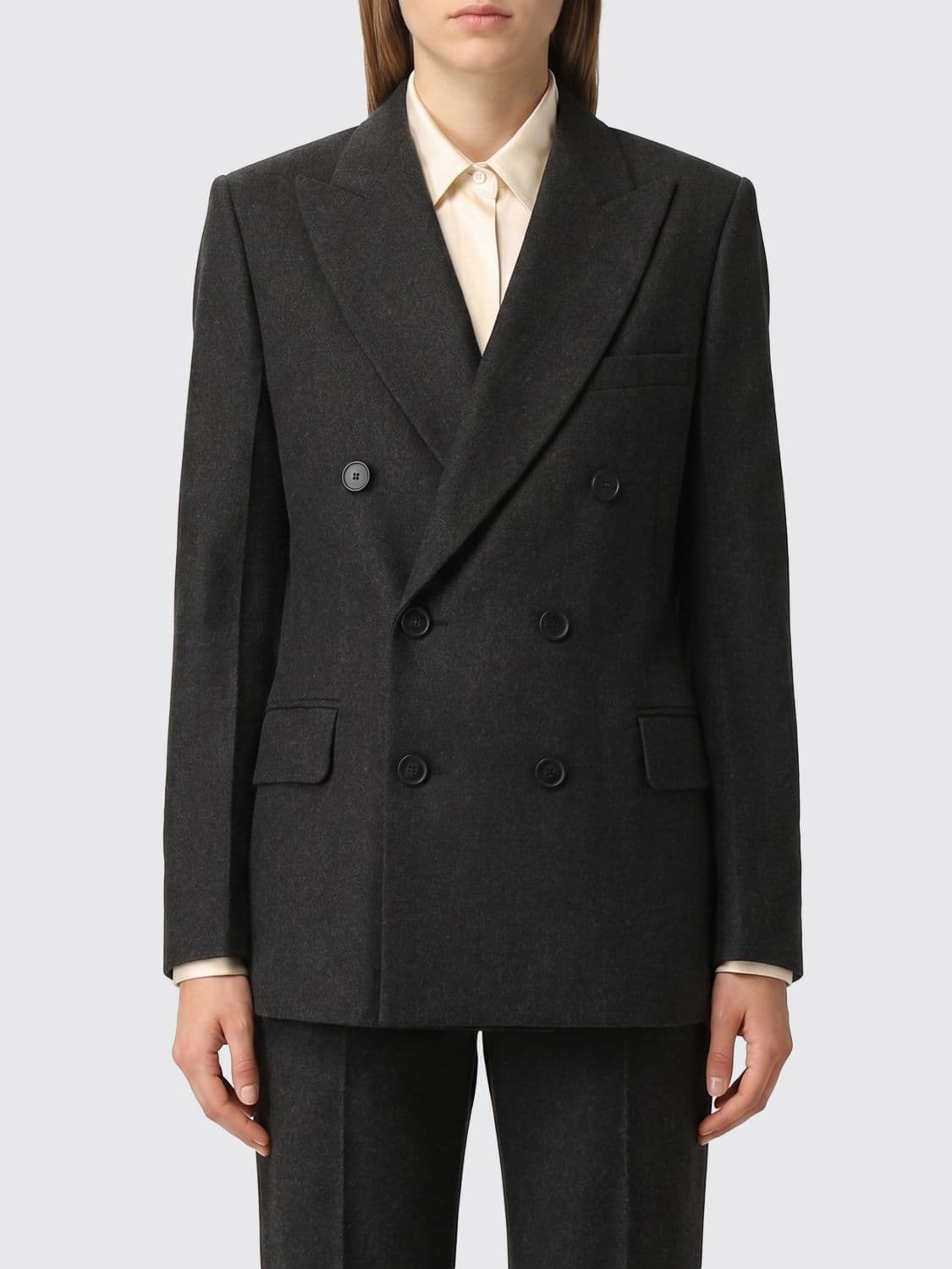 Victoria Victoria Beckham Double-Breasted Wool Blazer with Peak Lapels