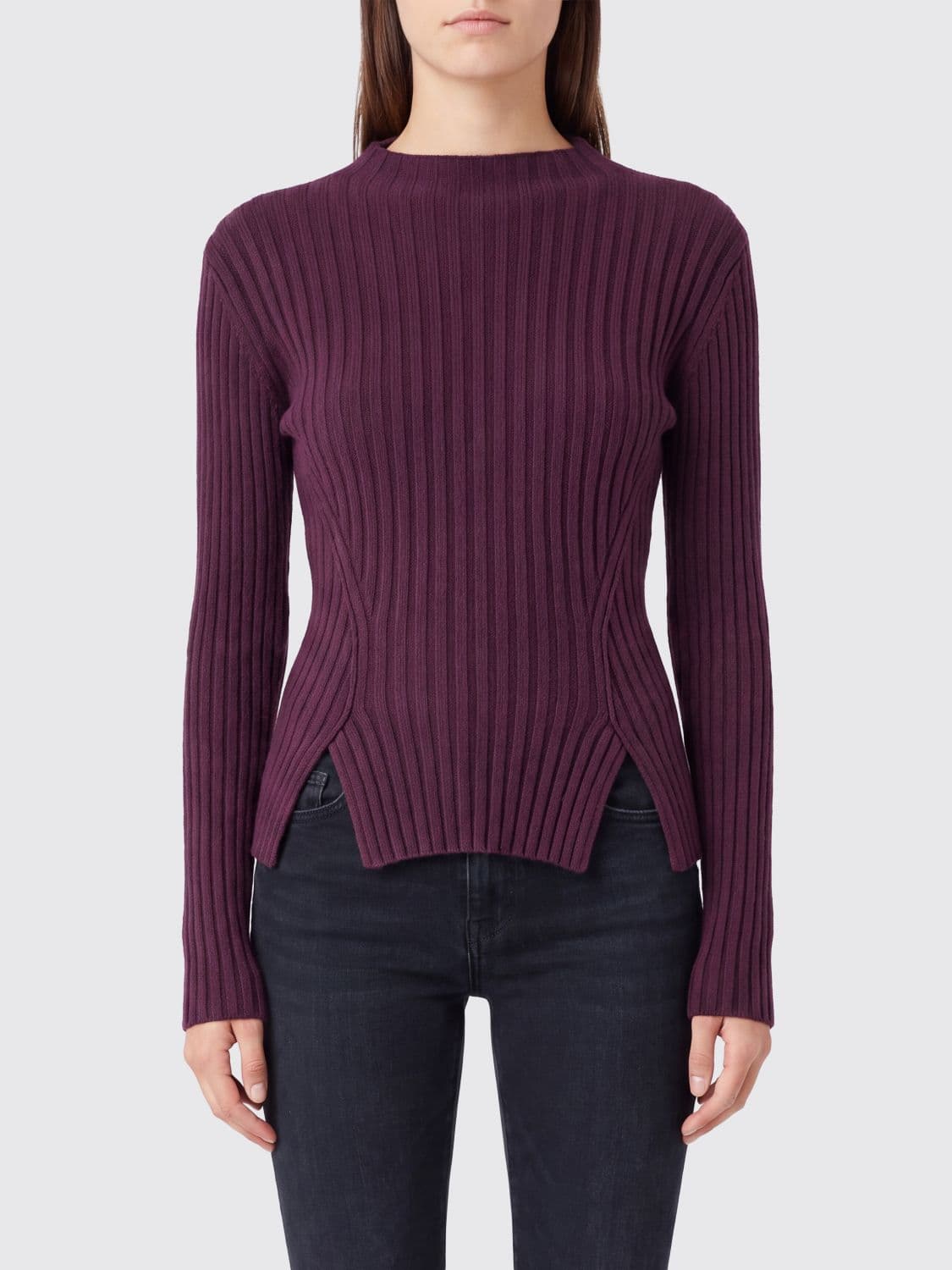Victoria Victoria Beckham Ribbed Cashmere-Blend Sweater with a Front Slit