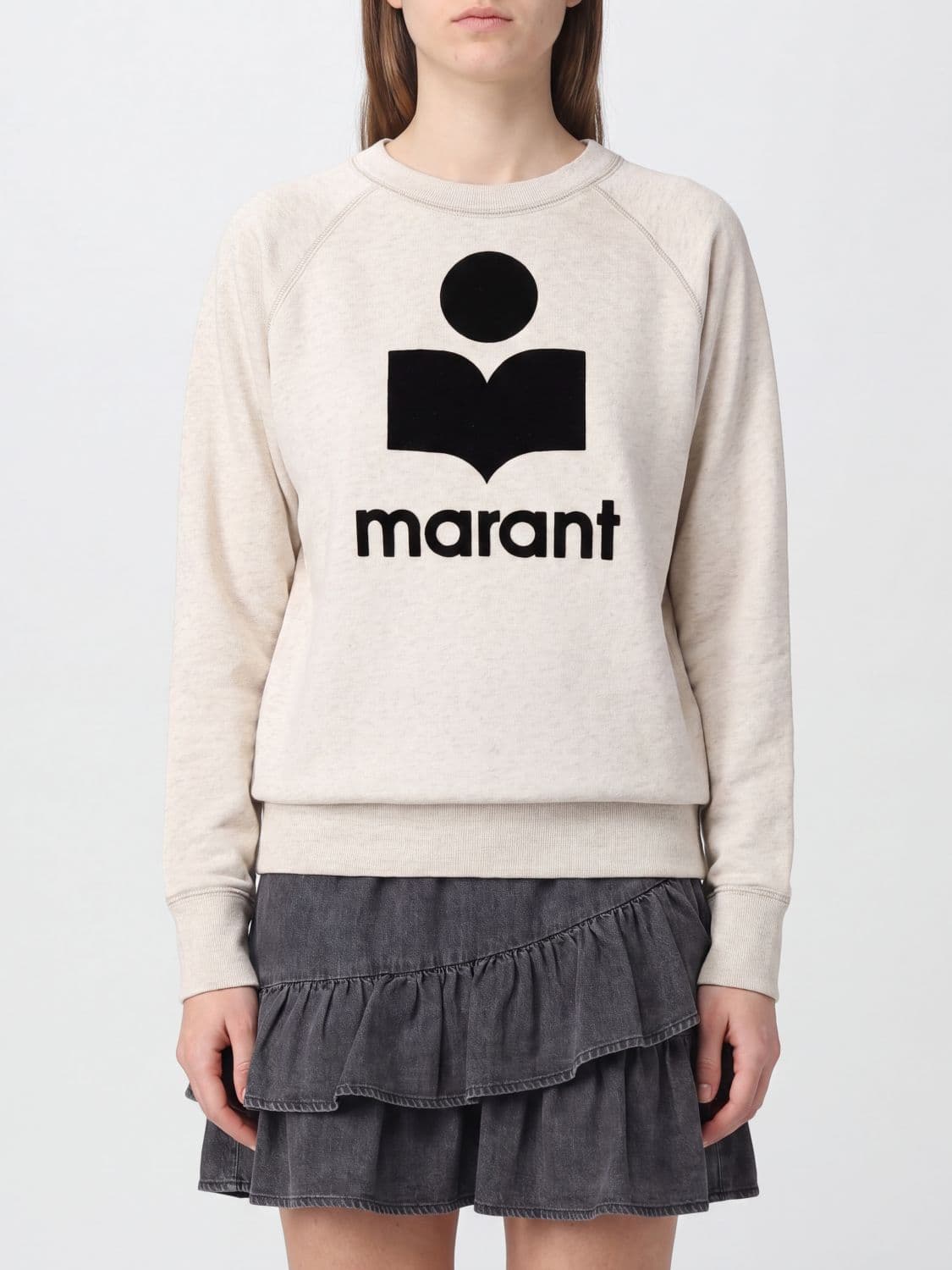 Isabel Marant Etoile Crewneck Sweatshirt in Cotton Blend with Contrast Logo