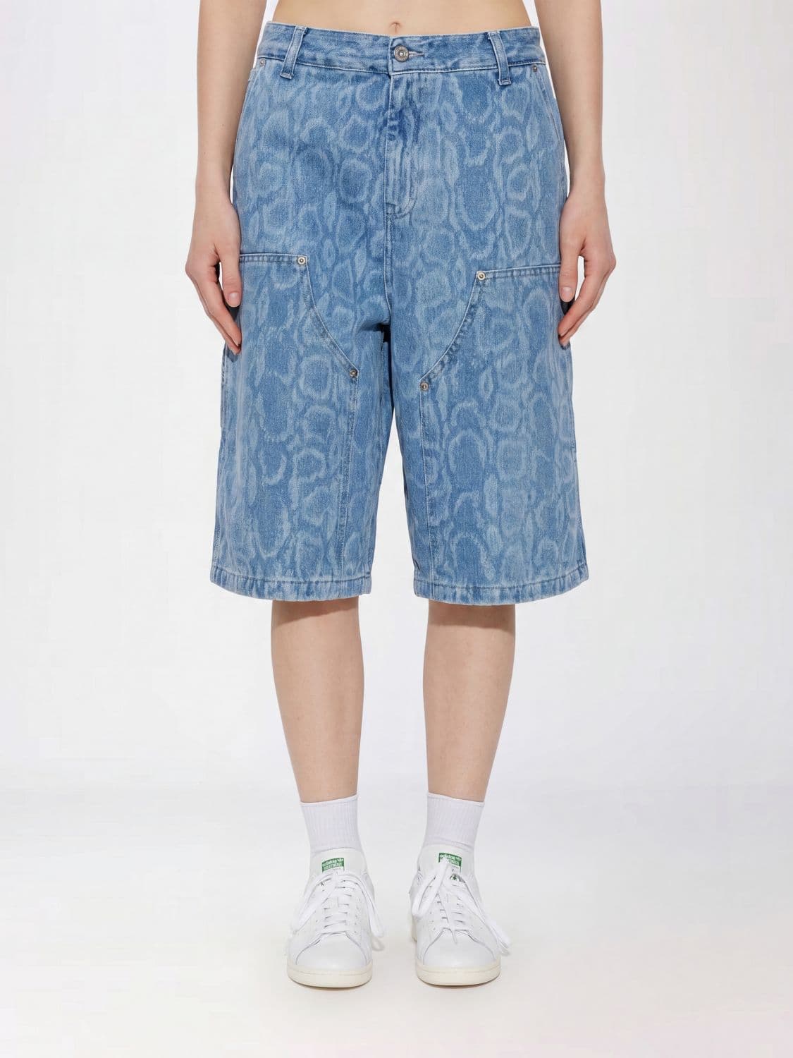 Carhartt Wip Python Print Denim Bermuda Shorts Snake Nixon Double Knee