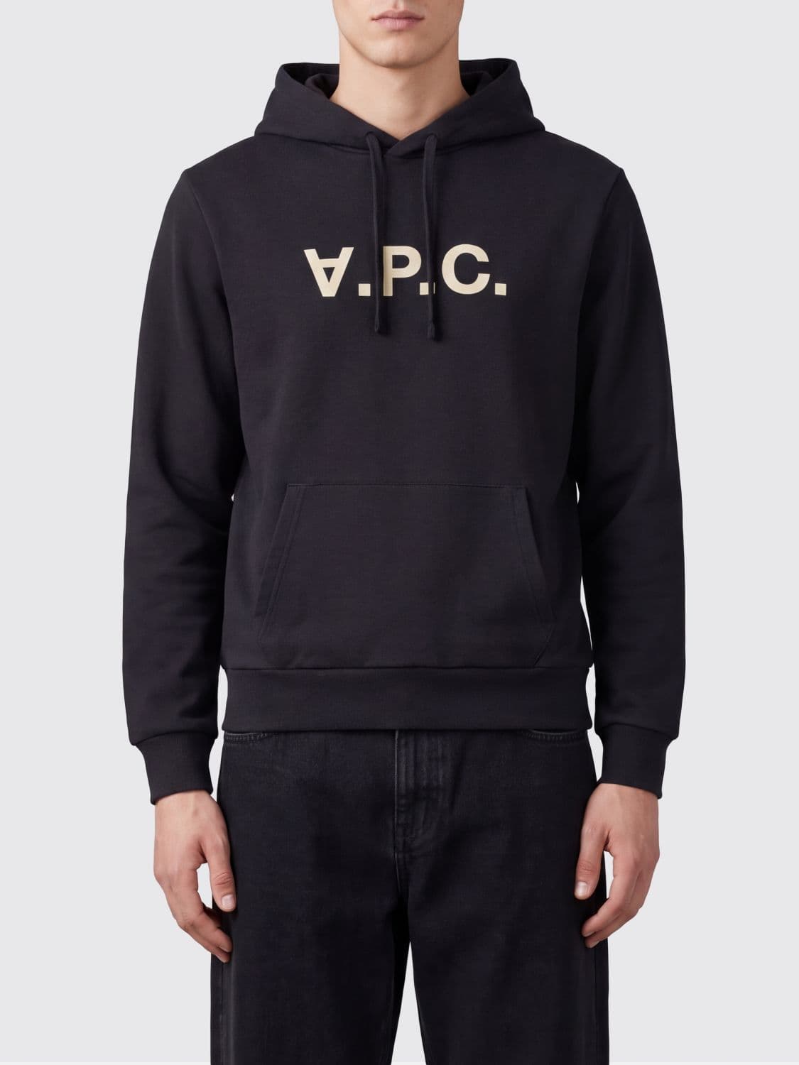A.p.c. A. P.C. Cotton Logo Hoodie with Kangaroo Pocket