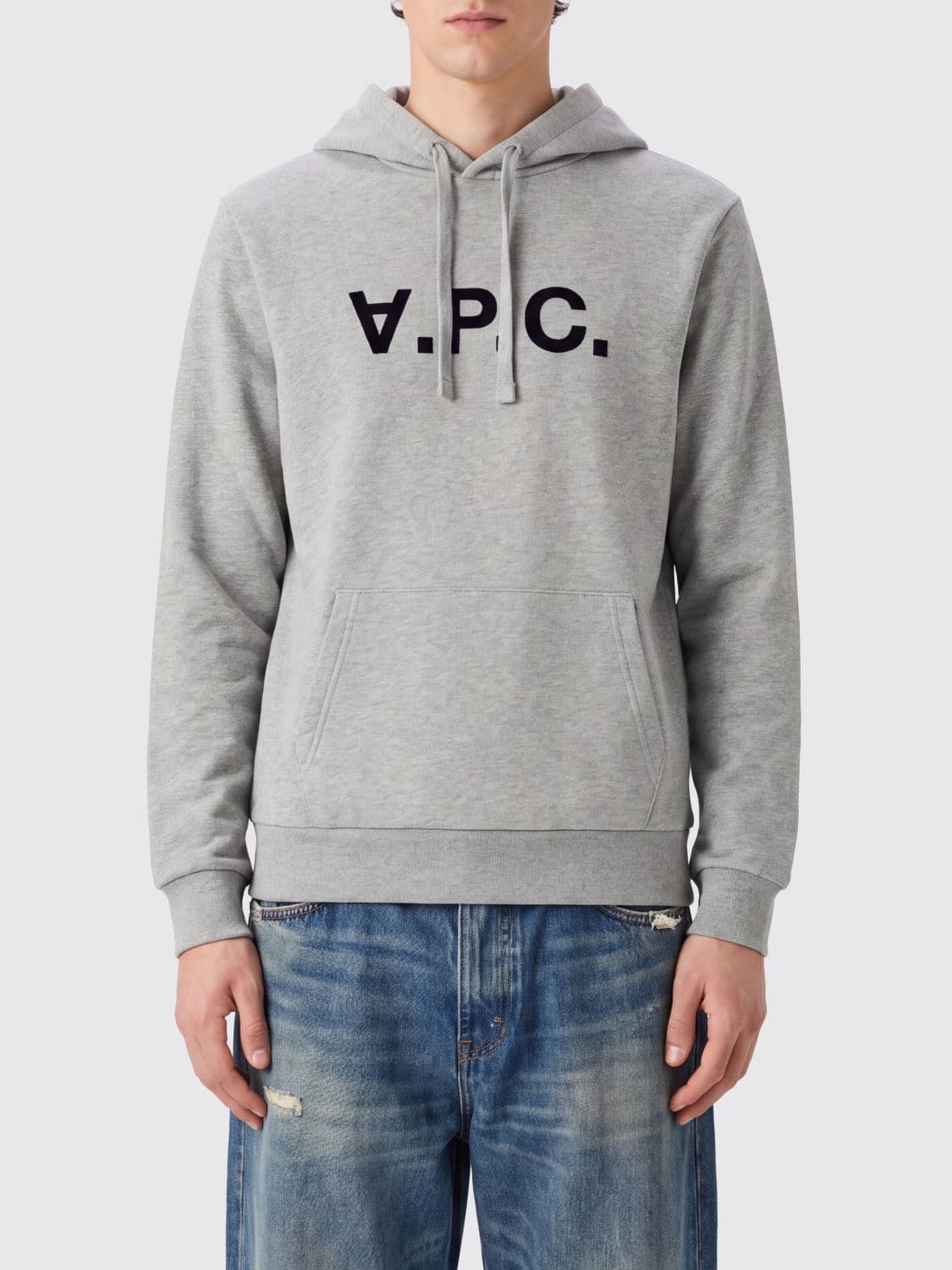 A.p.c. A. P.C. Cotton Logo Hoodie with Kangaroo Pocket