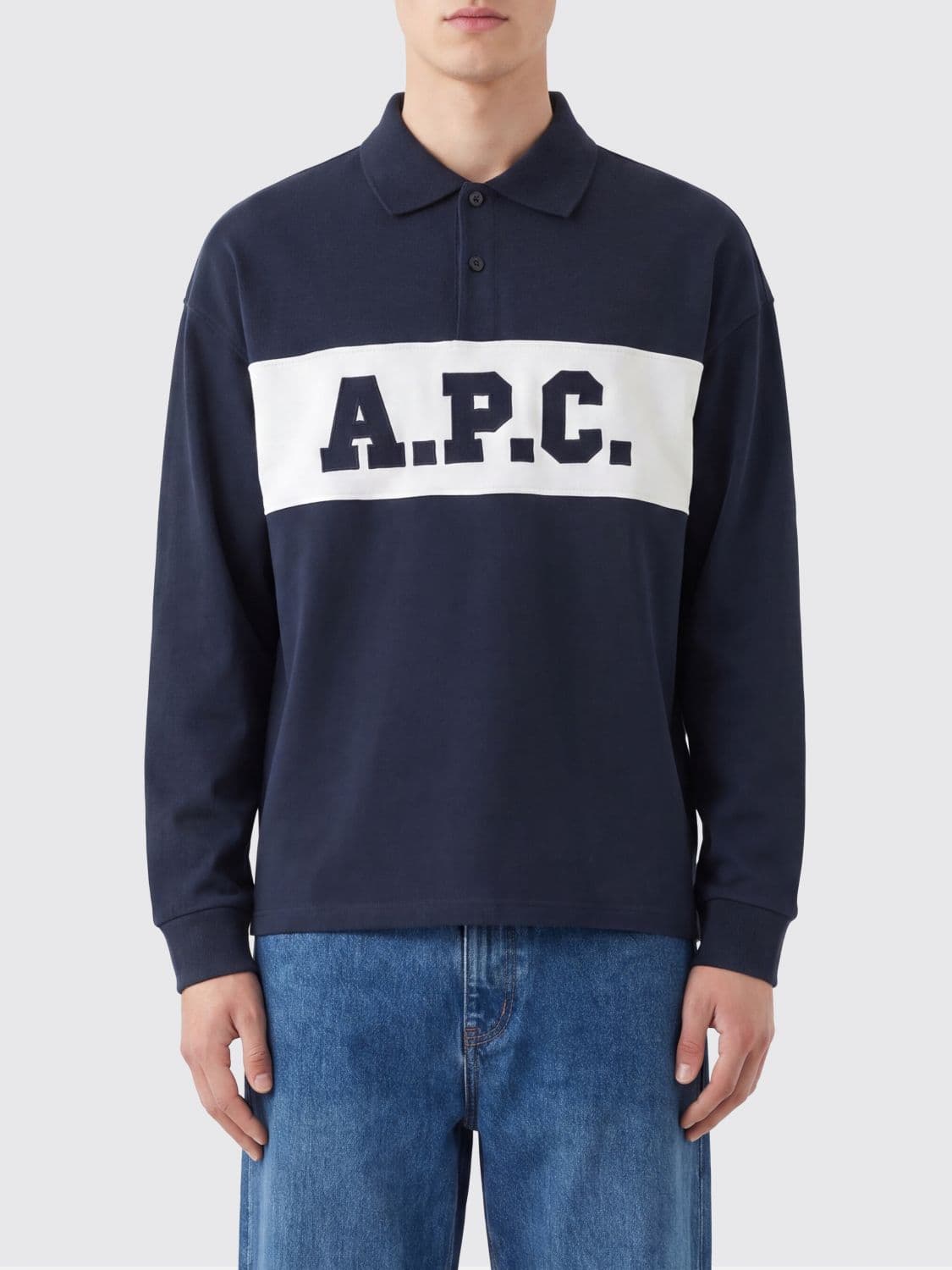 A.p.c. A. P.C. Long-Sleeved Cotton Polo Shirt with Contrast Logo