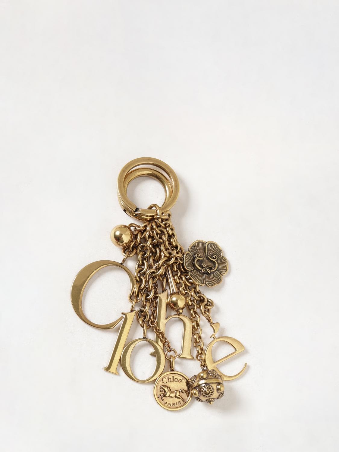 Chloé Multi-Strand 14k Gold-Plated Brass Keychain with Assorted Charms