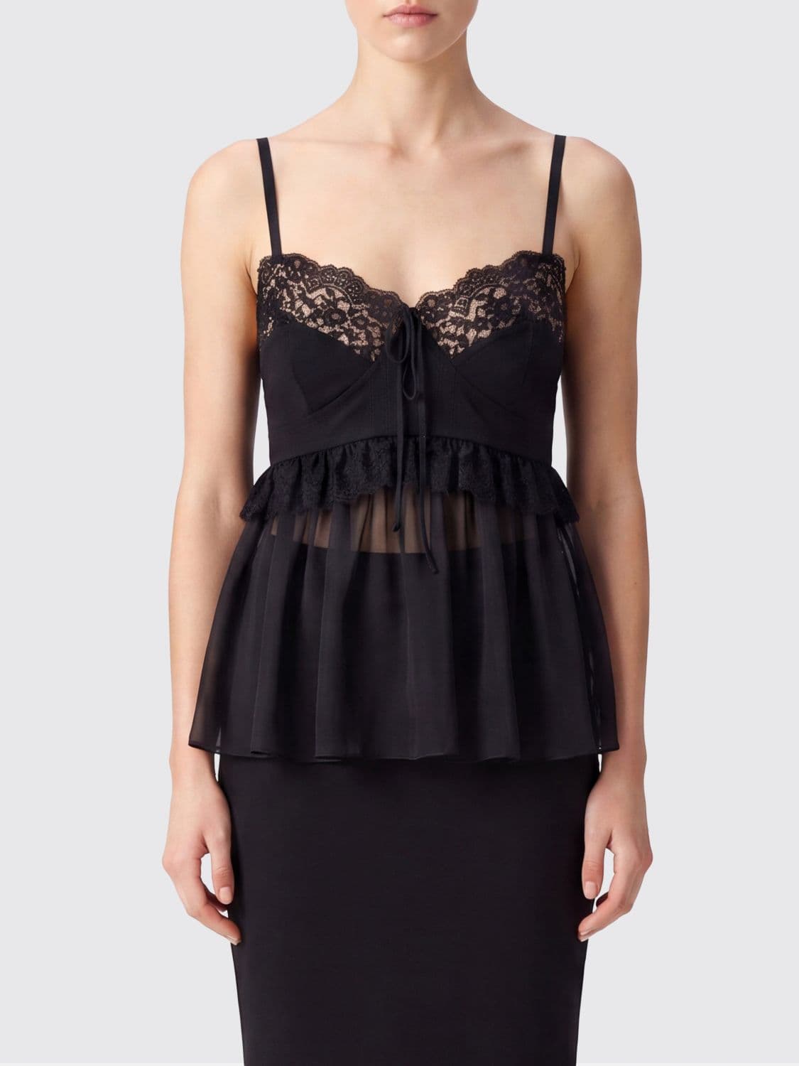 Chloé Off-the-Shoulder Pleated Lace and Tulle Evening Top