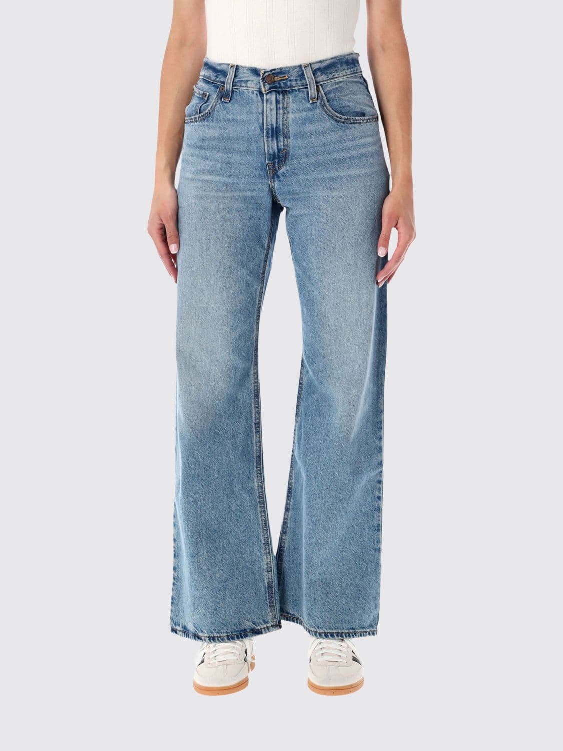 Levi's Mid-Rise Flared Jeans in Cotton Denim with Five-Pocket Design
