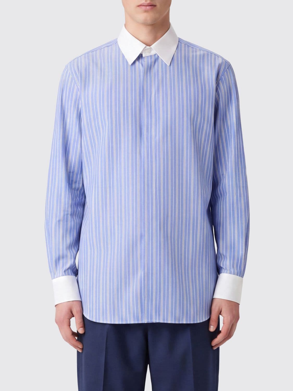Tom Ford Striped Pure Silk Shirt with Concealed Buttoning