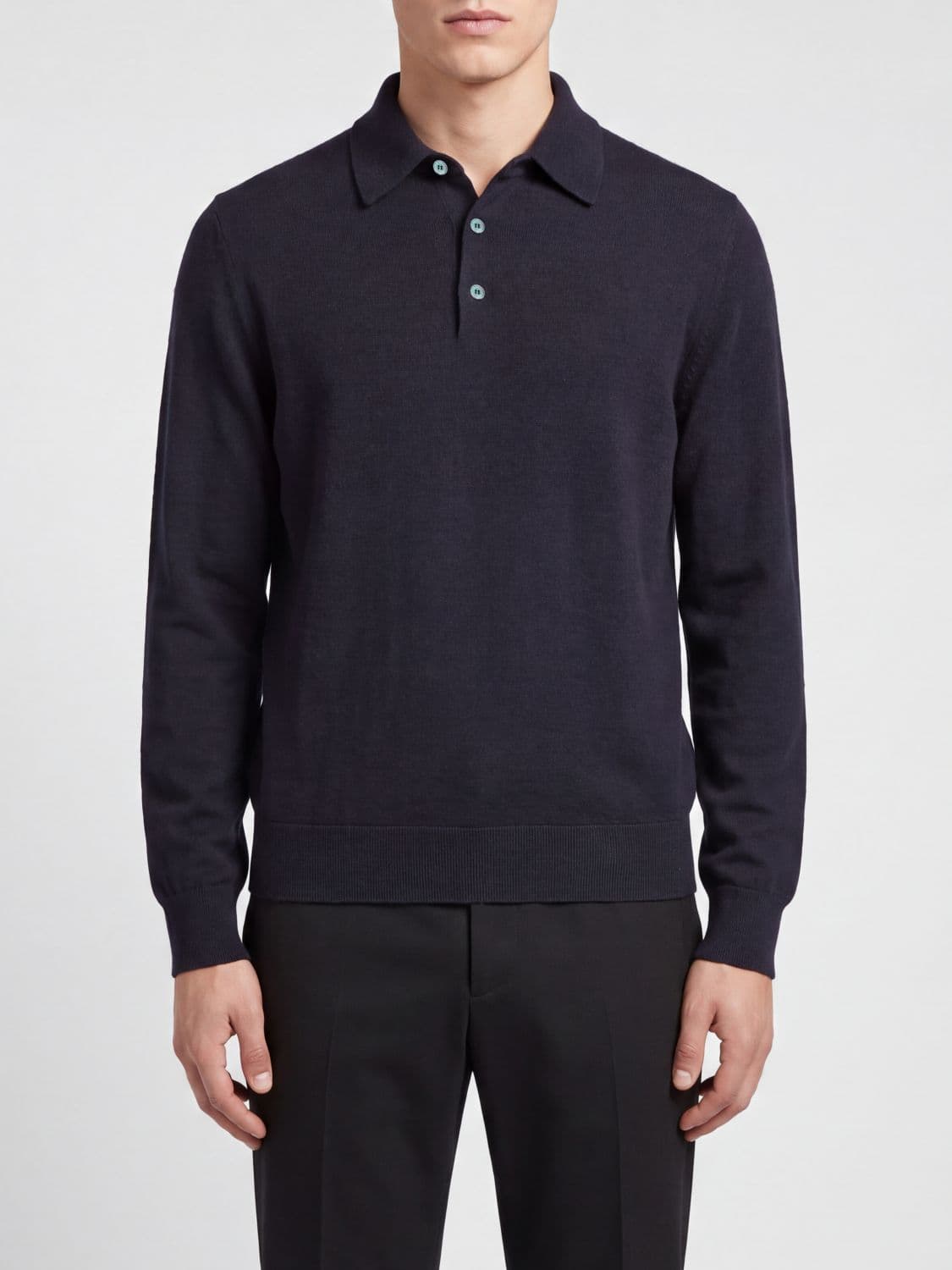 Zegna Cashmere and Silk Long-Sleeved Knit Polo · 56