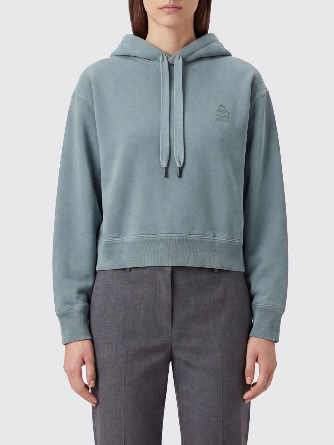 Isabel Marant Etoile Cotton Hoodie with Dropped Shoulders and Tonal Logo