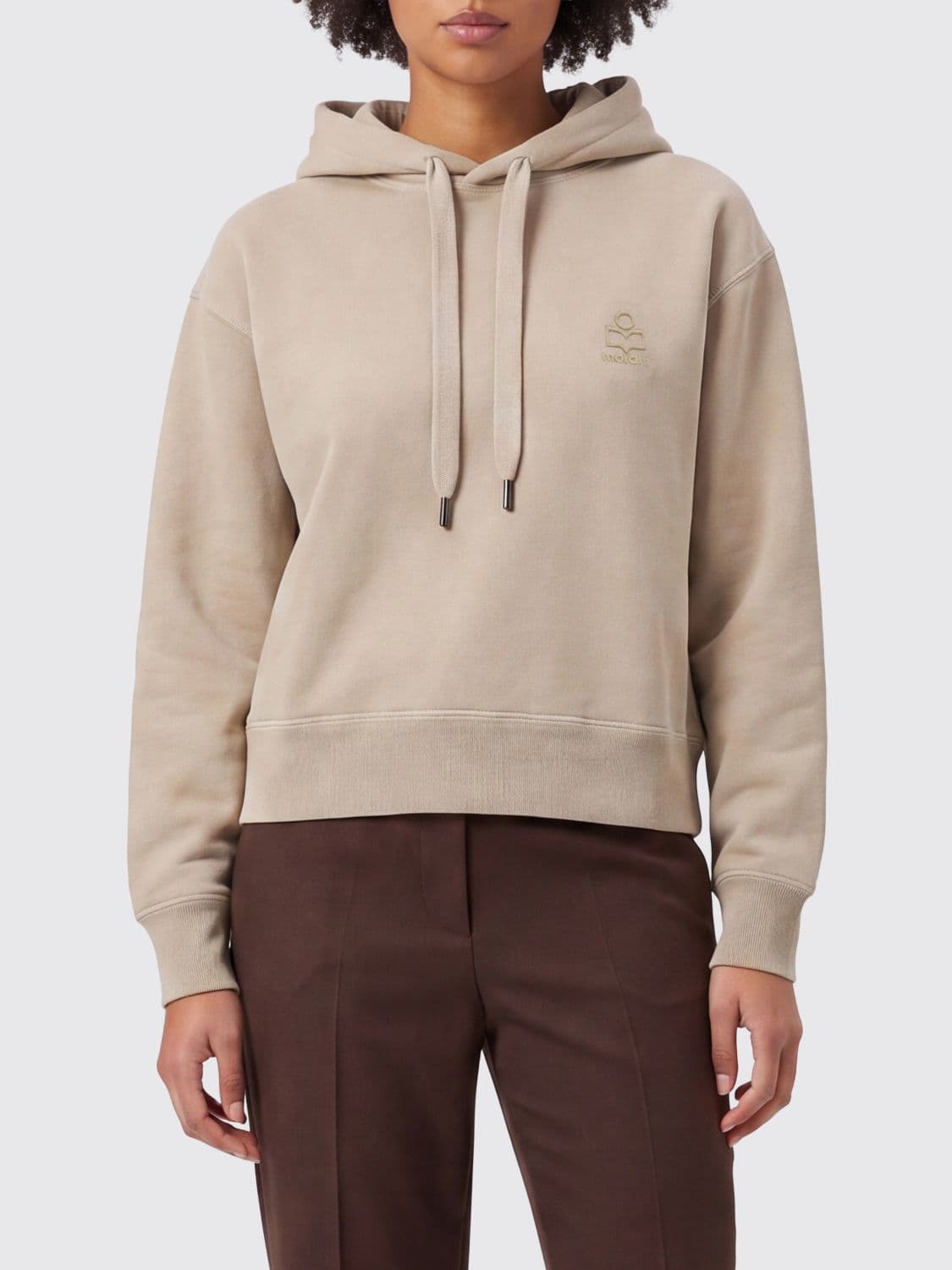 Isabel Marant Etoile Cotton Hoodie with Dropped Shoulders and Tonal Logo