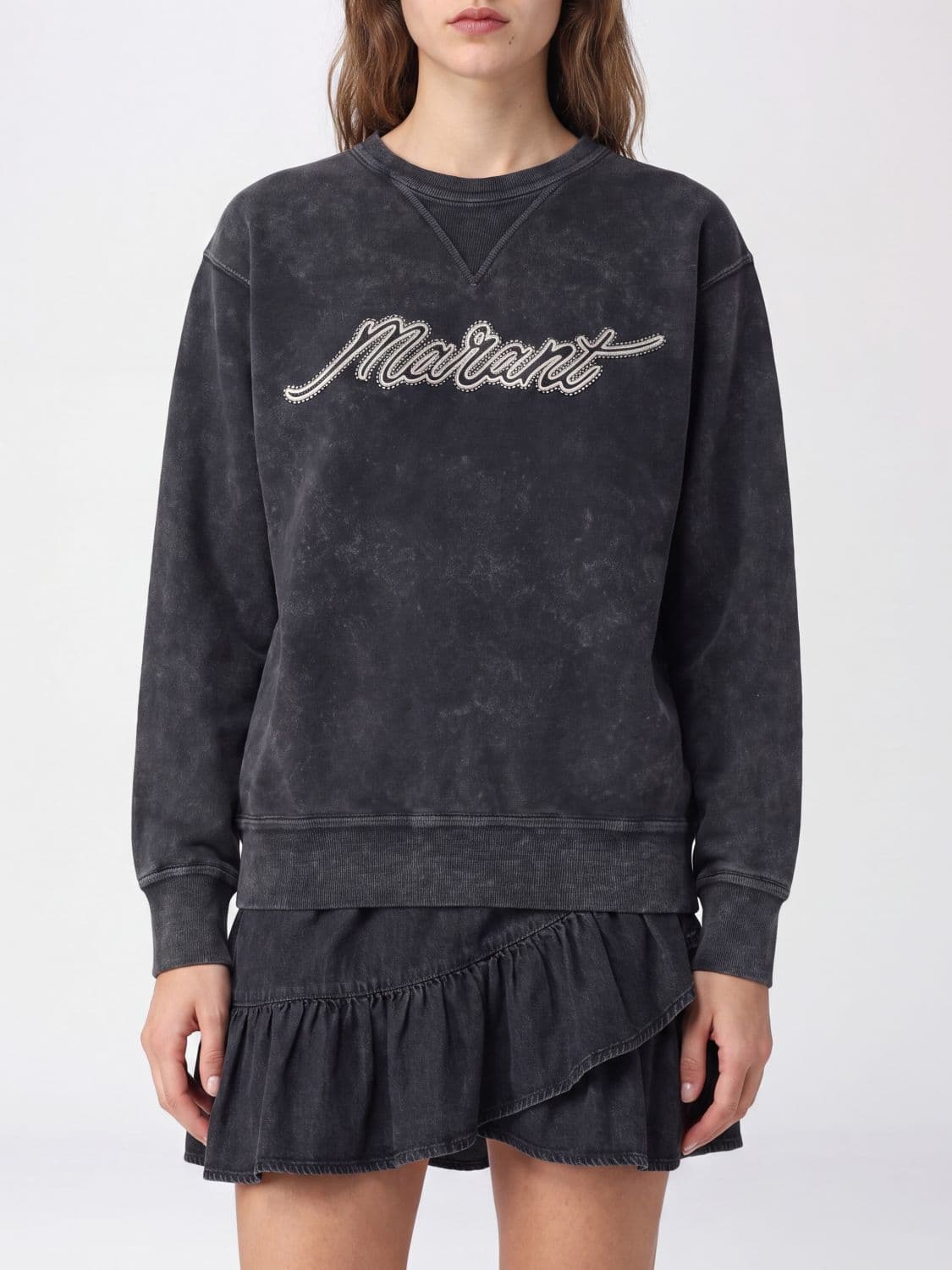 Isabel Marant Etoile Crewneck Sweatshirt in Cotton with Contrast Logo Lettering