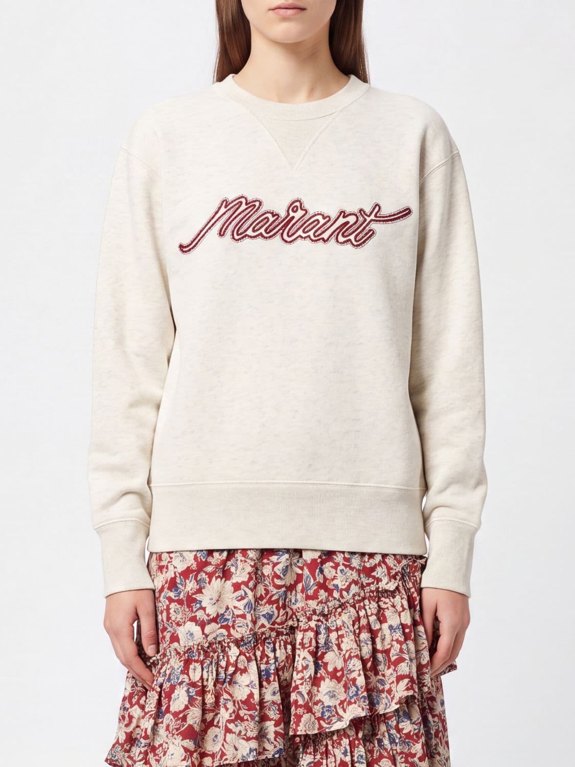 Isabel Marant Etoile Crewneck Sweatshirt in Cotton with Contrast Logo Lettering