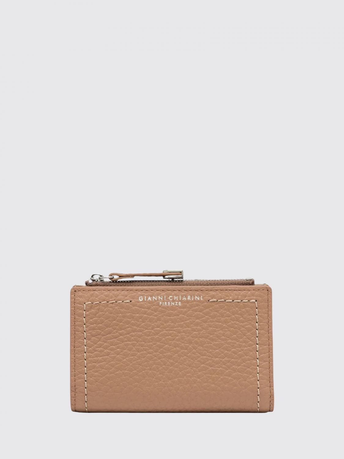 Gianni Chiarini Grained Leather Bifold Wallet with Laminated Logo and Coin Pocket