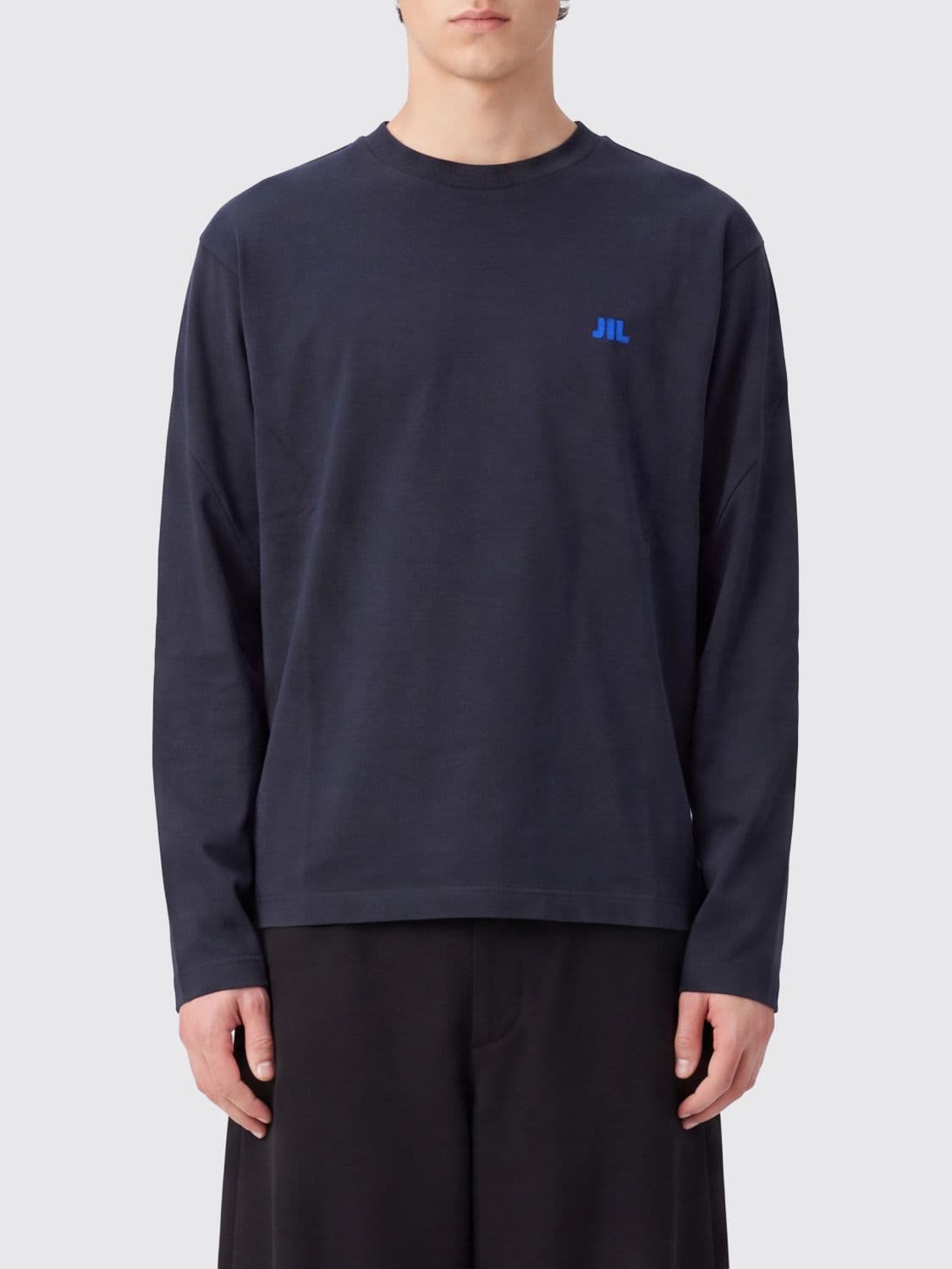 Jil Sander Long-Sleeved Cotton T-shirt with Embroidered Logo