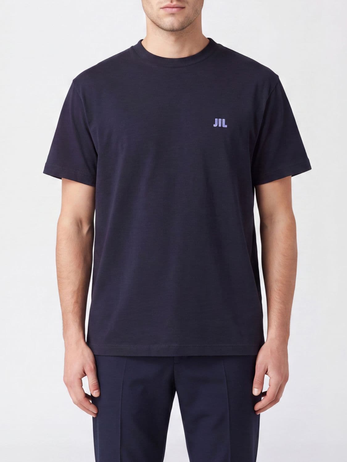 Jil Sander Cotton Crewneck T-Shirt with Contrast Logo on Chest