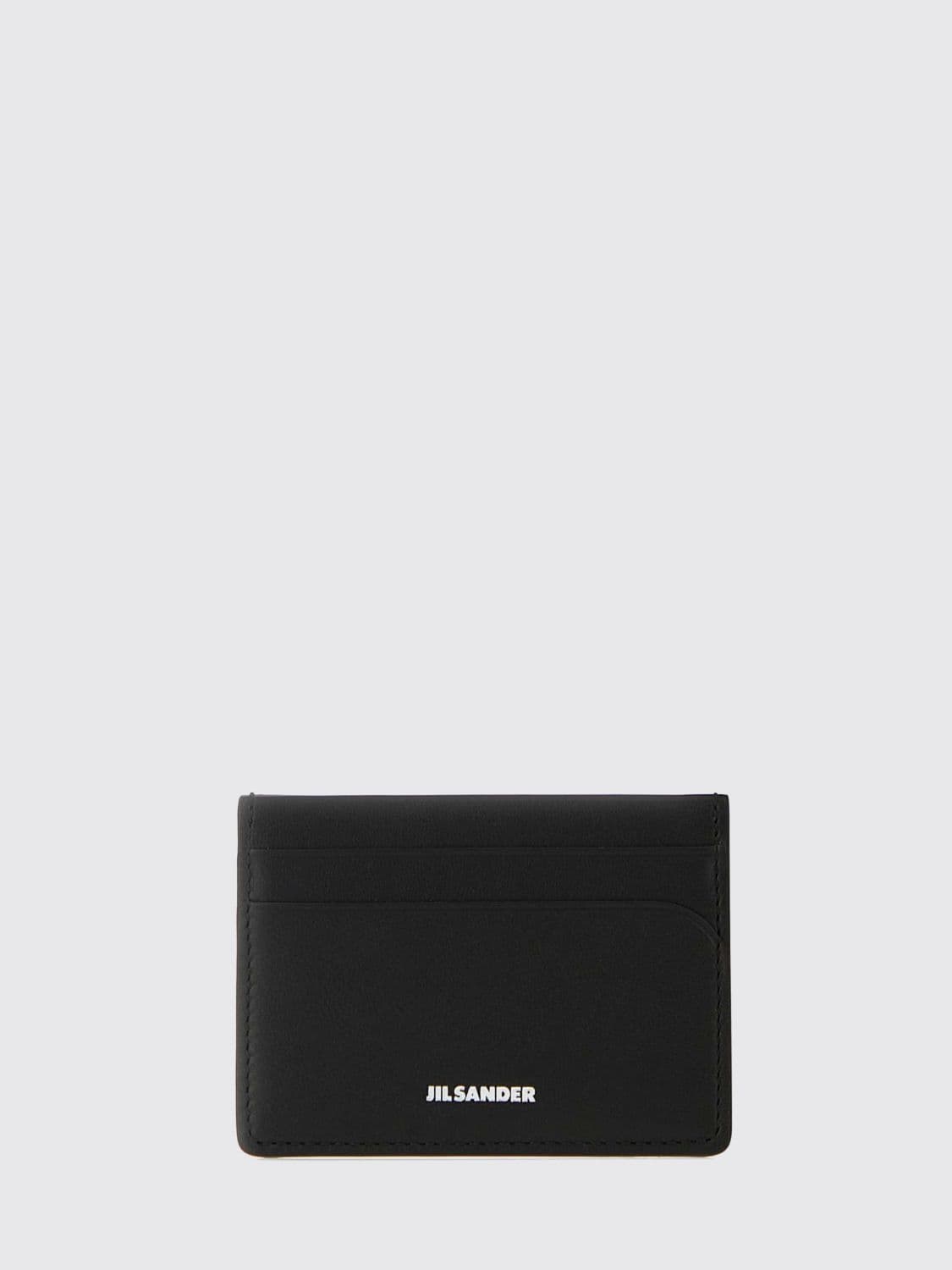 Jil Sander Grained Calfskin Card Holder with Laminated Logo and Four Slots