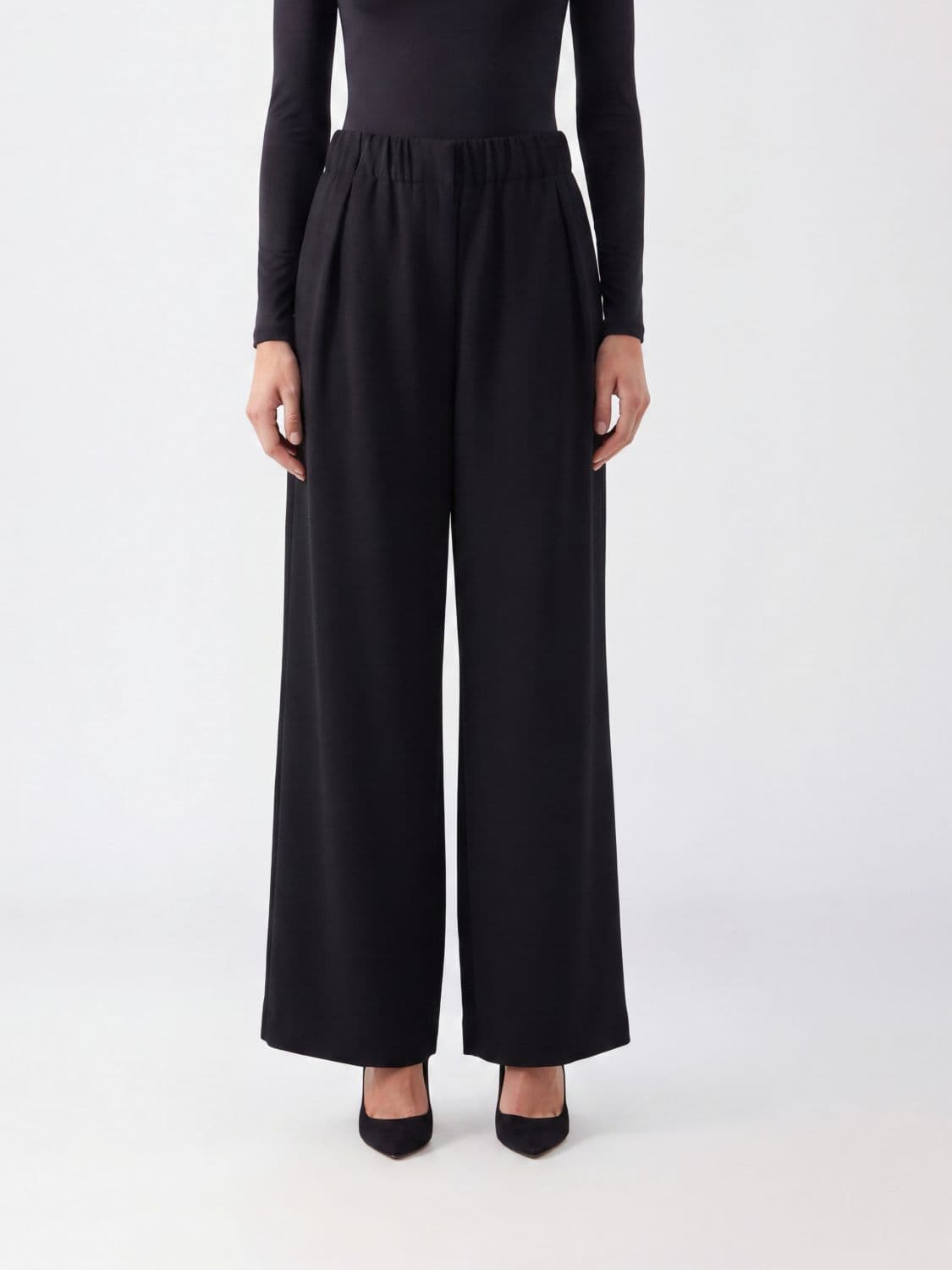 Jil Sander High-Waisted Palazzo Trousers in Viscose Blend