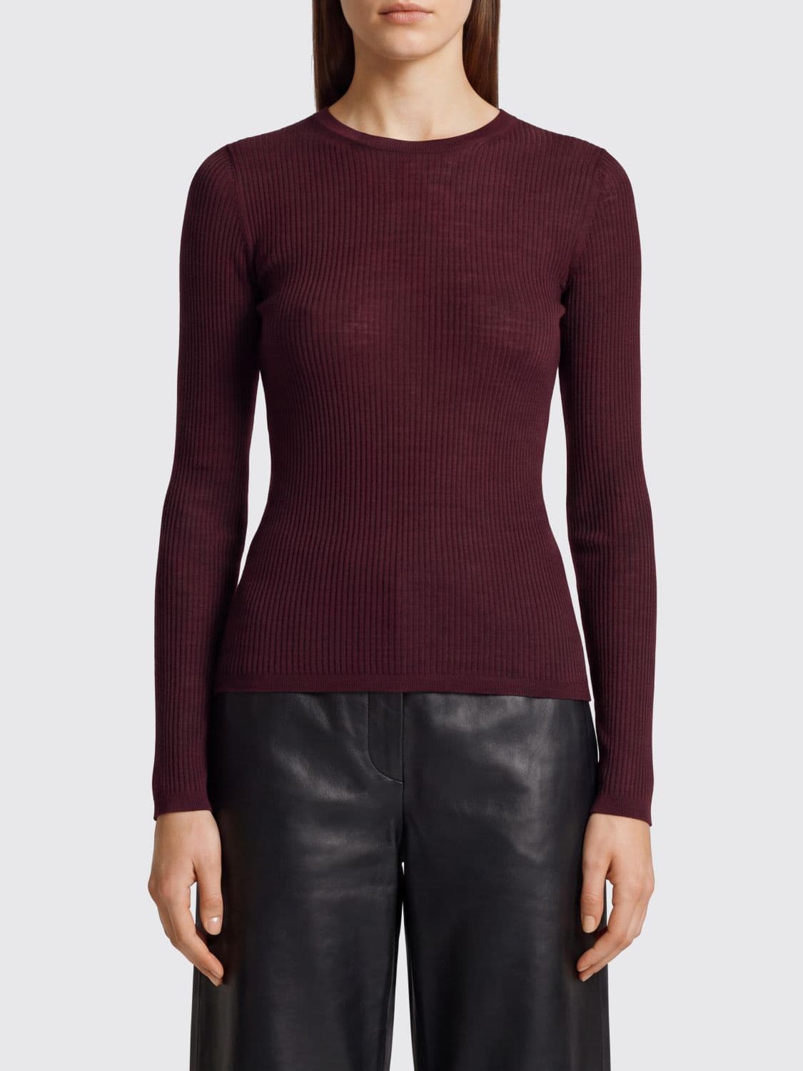 Jil Sander Slim Fit Pure Wool Crewneck Jumper with Ribbed Trims