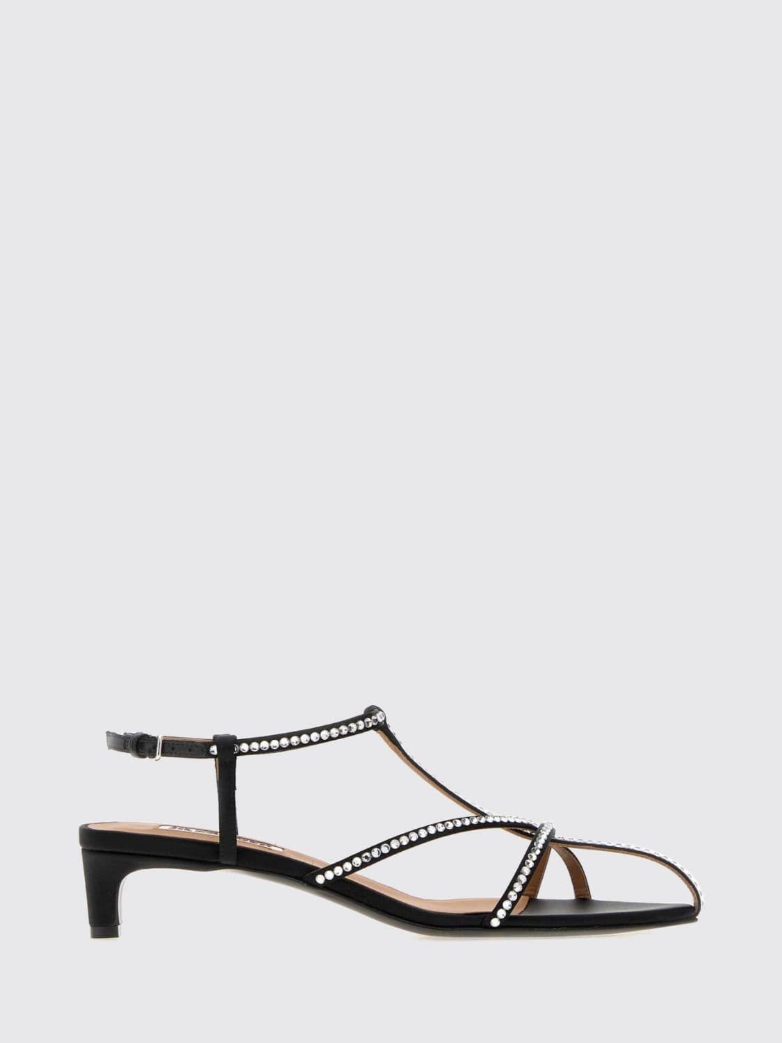 Jil Sander Cage Crystal-Embellished Satin Sandals with Low Heel