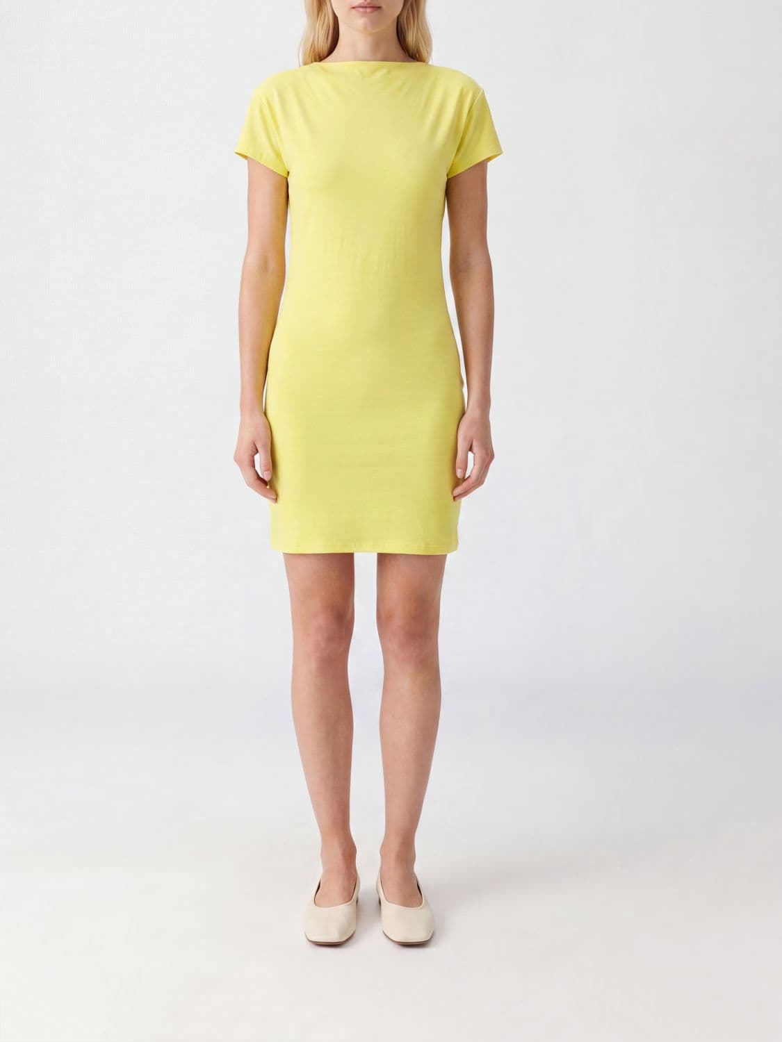 Jacquemus Asymmetric Draped Viscose Jersey Sheath Mini Dress