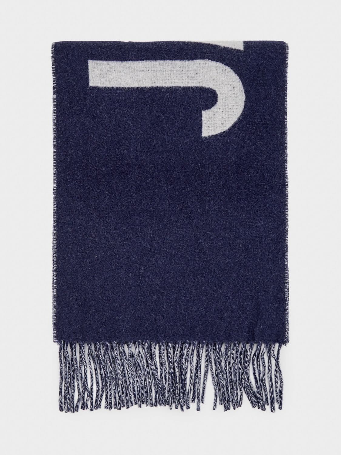 Jacquemus Cotton Scarf with Contrasting Jacquard Logo and Fringed Edges