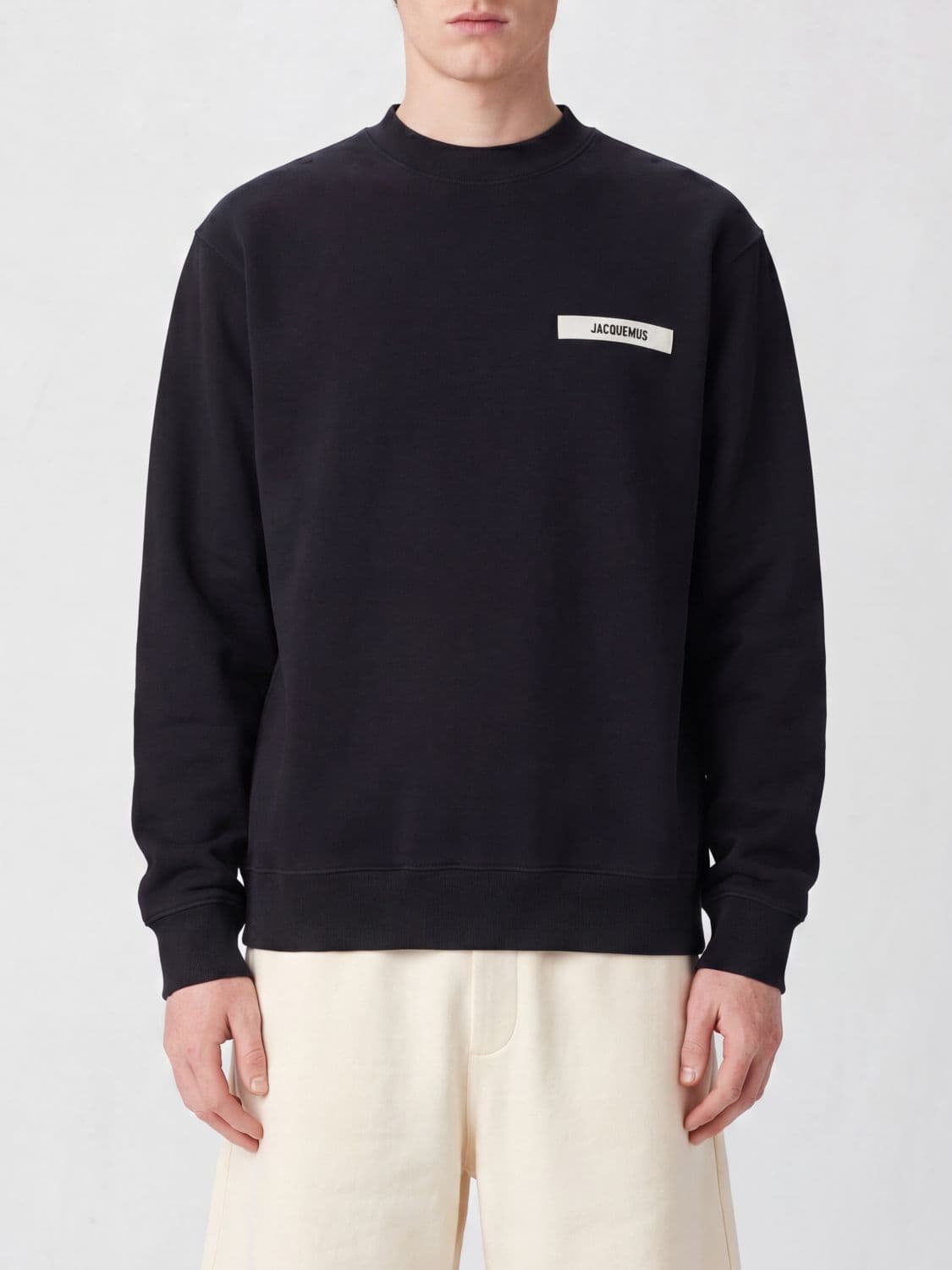 Jacquemus Pure Cotton Crewneck Sweatshirt with Applied Contrast Logo