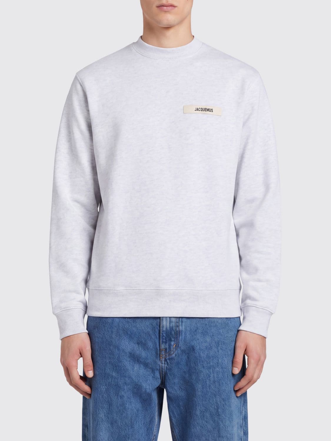 Jacquemus Pure Cotton Crewneck Sweatshirt with Applied Contrast Logo