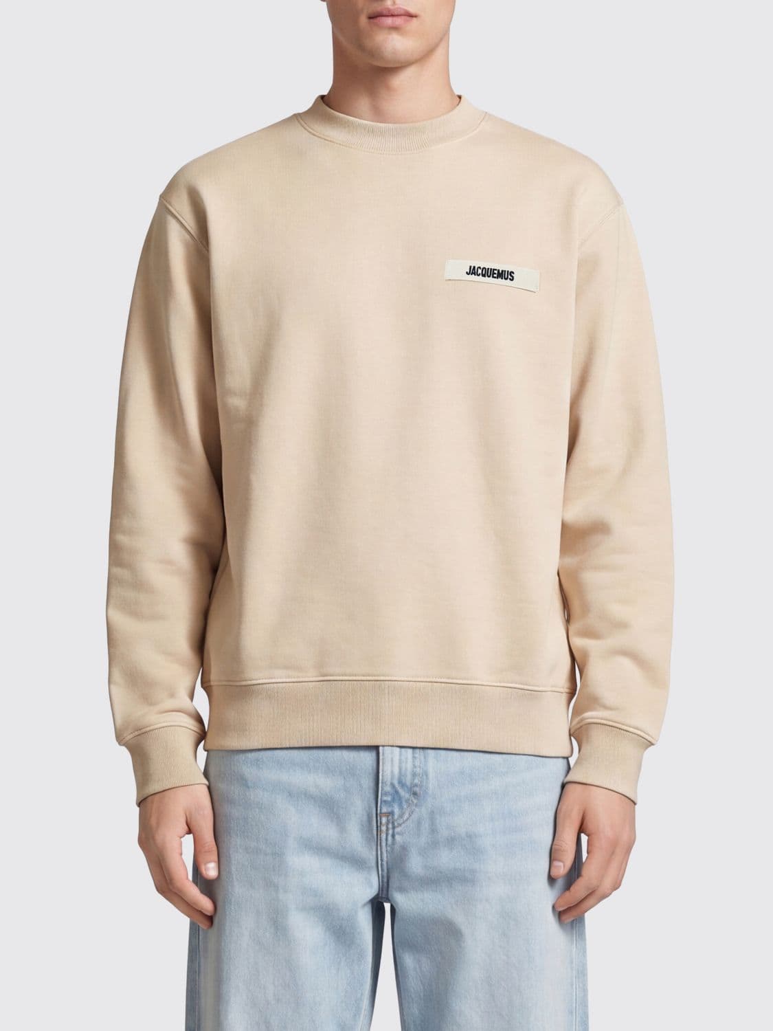 Jacquemus Pure Cotton Crewneck Sweatshirt with Applied Contrast Logo