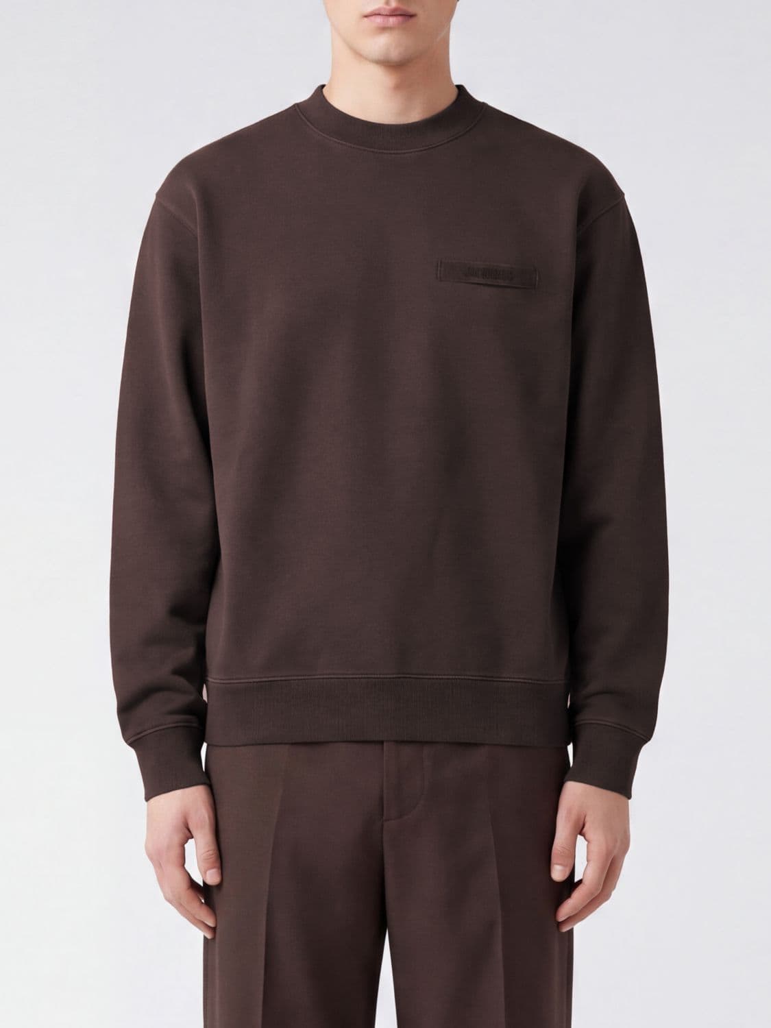 Jacquemus Pure Cotton Crewneck Sweatshirt with Applied Contrast Logo