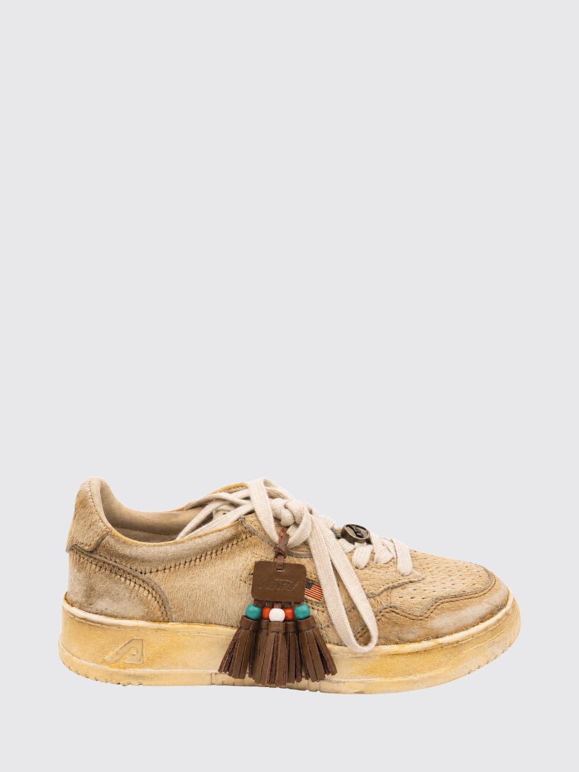 Autry Medalist Low Super Vintage Bicolour Leather Trainers with Worn Effect