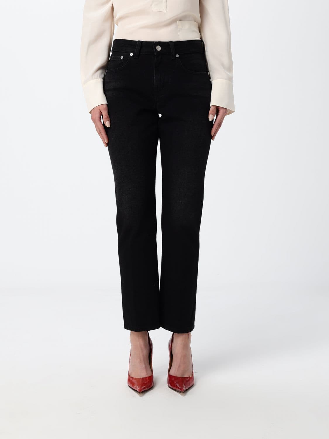 Victoria Victoria Beckham Mid-Rise Cropped Slim Fit Jeans in Cotton Denim