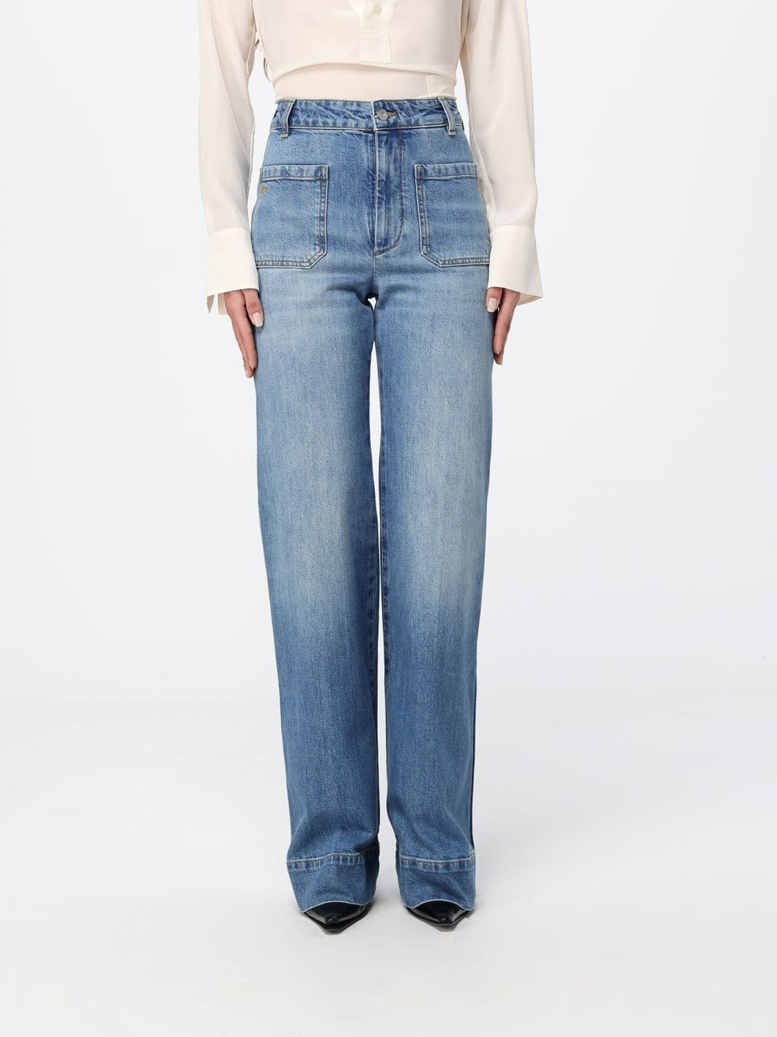 Victoria Victoria Beckham Alina High-Waisted Straight Leg Jeans in Cotton Denim