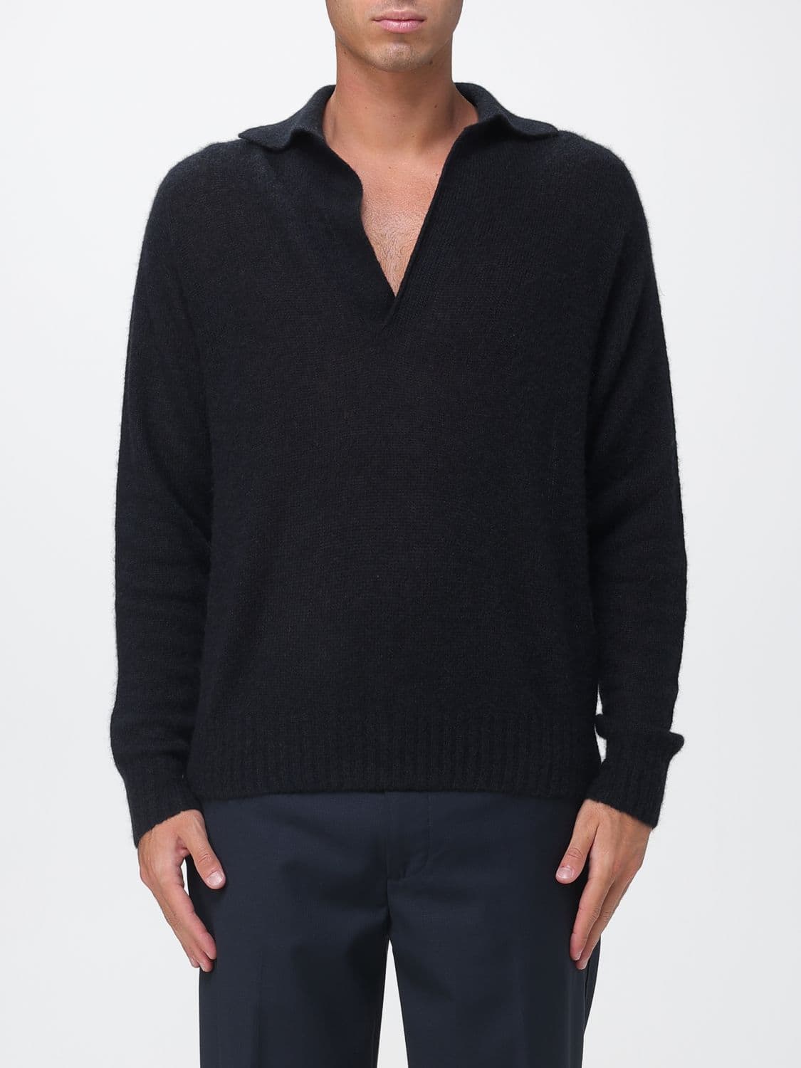 Tom Ford Long-Sleeved Polo in Cashmere Blend with a Relaxed Fit