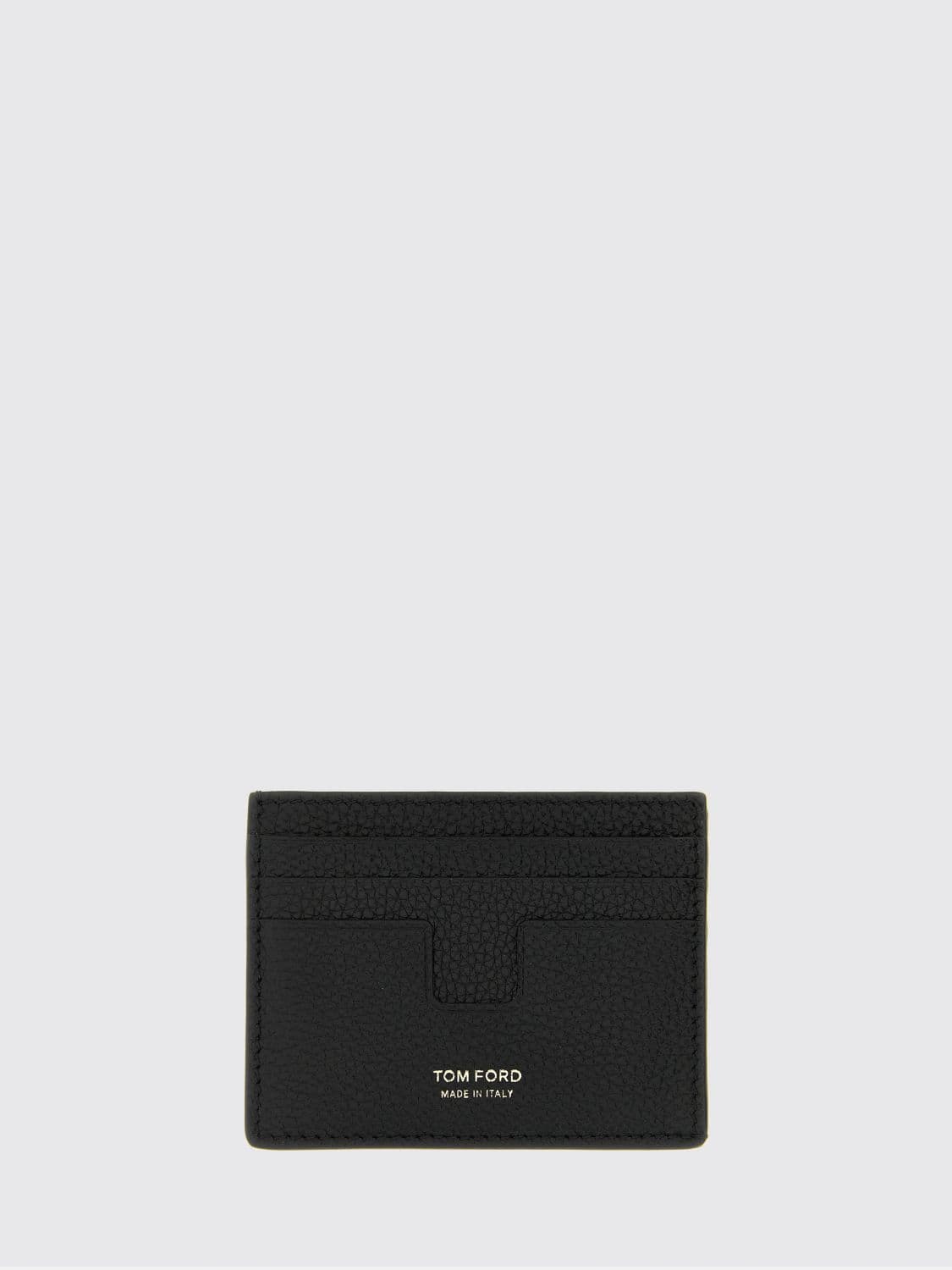 Tom Ford Tumbled Calfskin Leather Flat Card Holder with Foil Logo