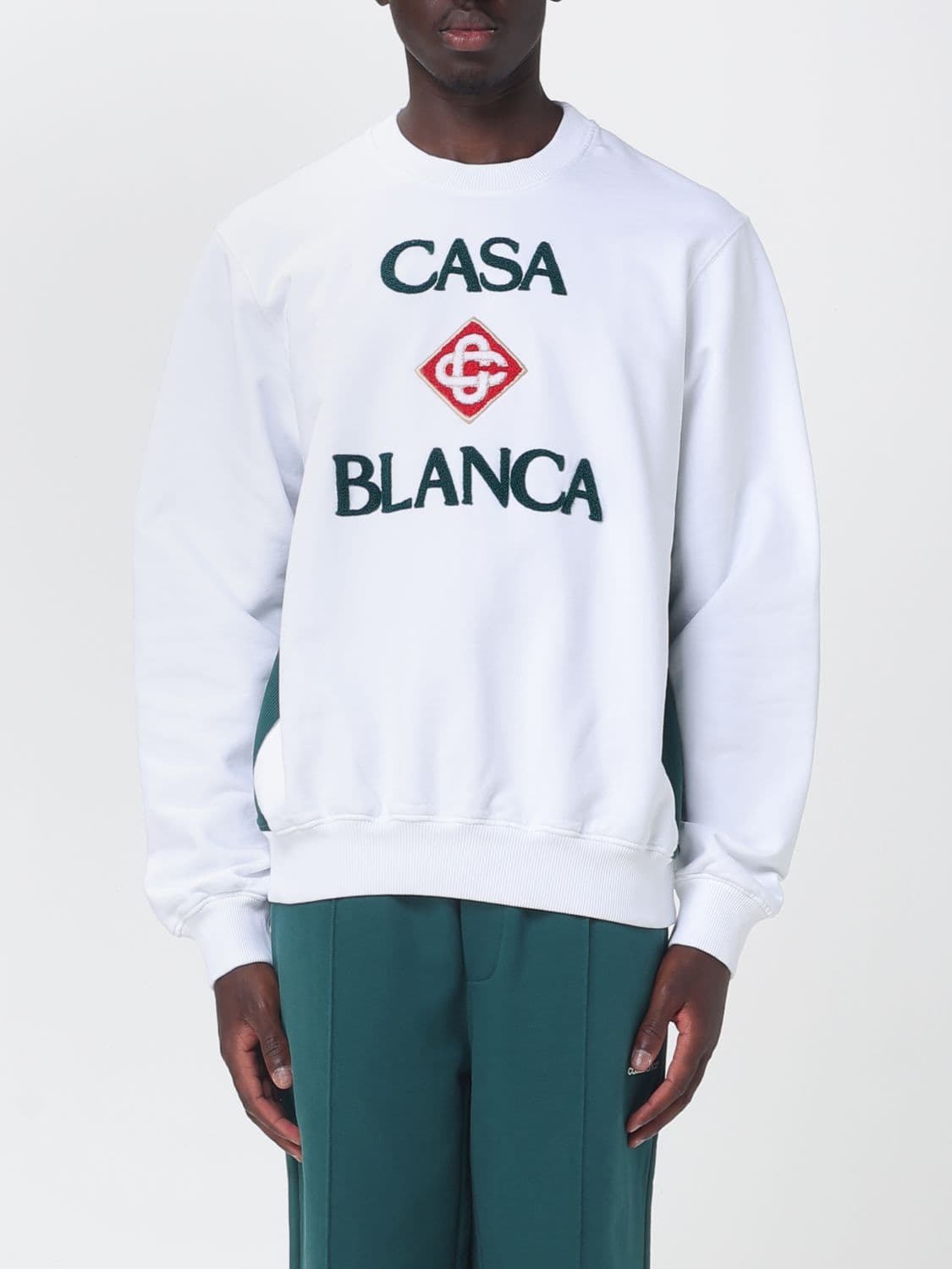 Casablanca Relaxed Fit Cotton Crewneck Sweatshirt with Logo Print