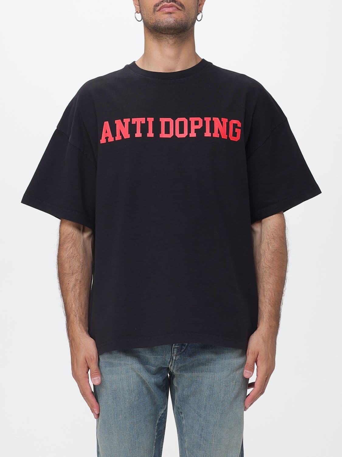Msgm Relaxed Fit Cotton Crewneck T-Shirt with Contrast Slogan Print