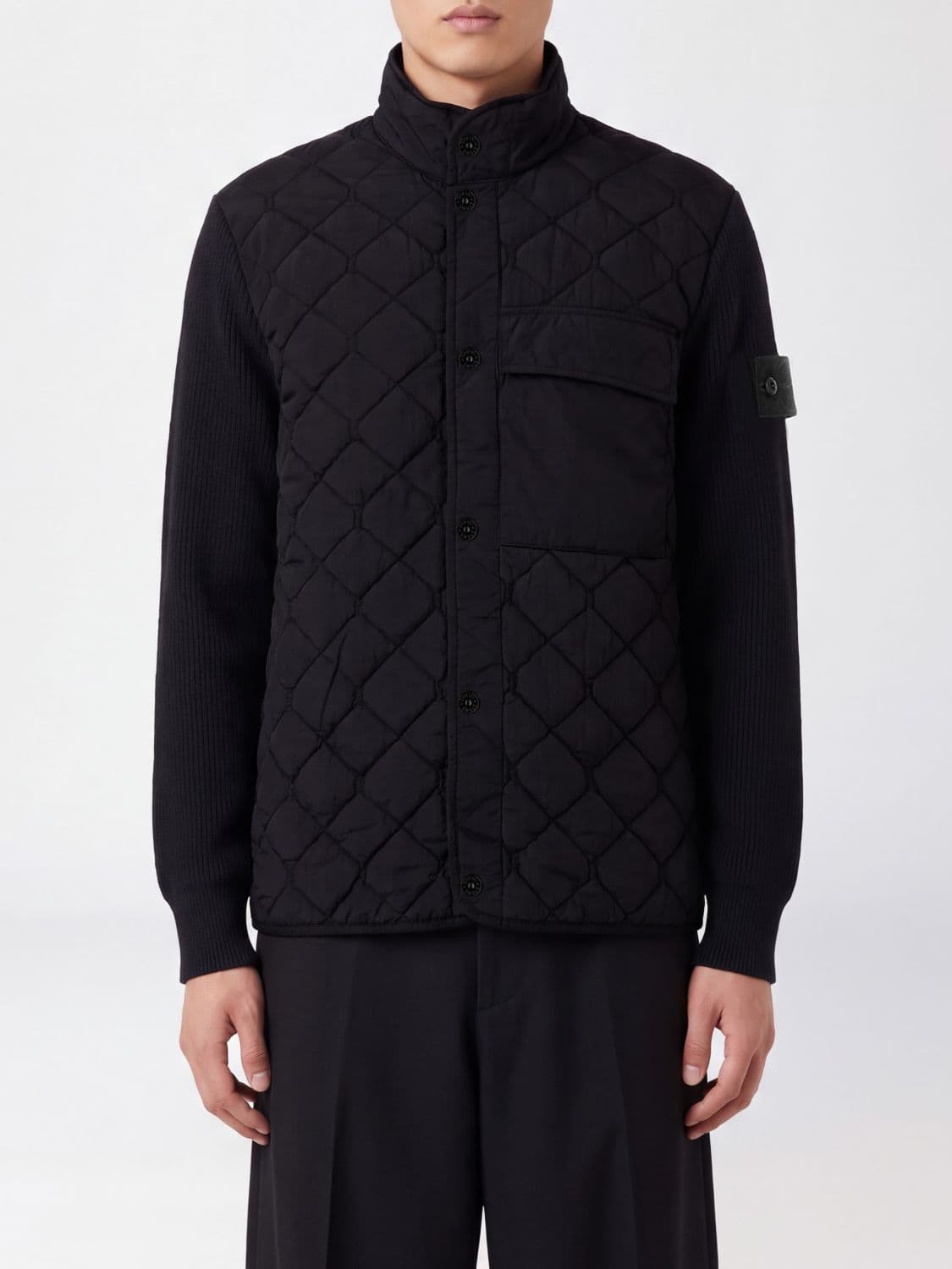 Stone Island Ghost Padded Recycled Nylon Jacket with High Collar